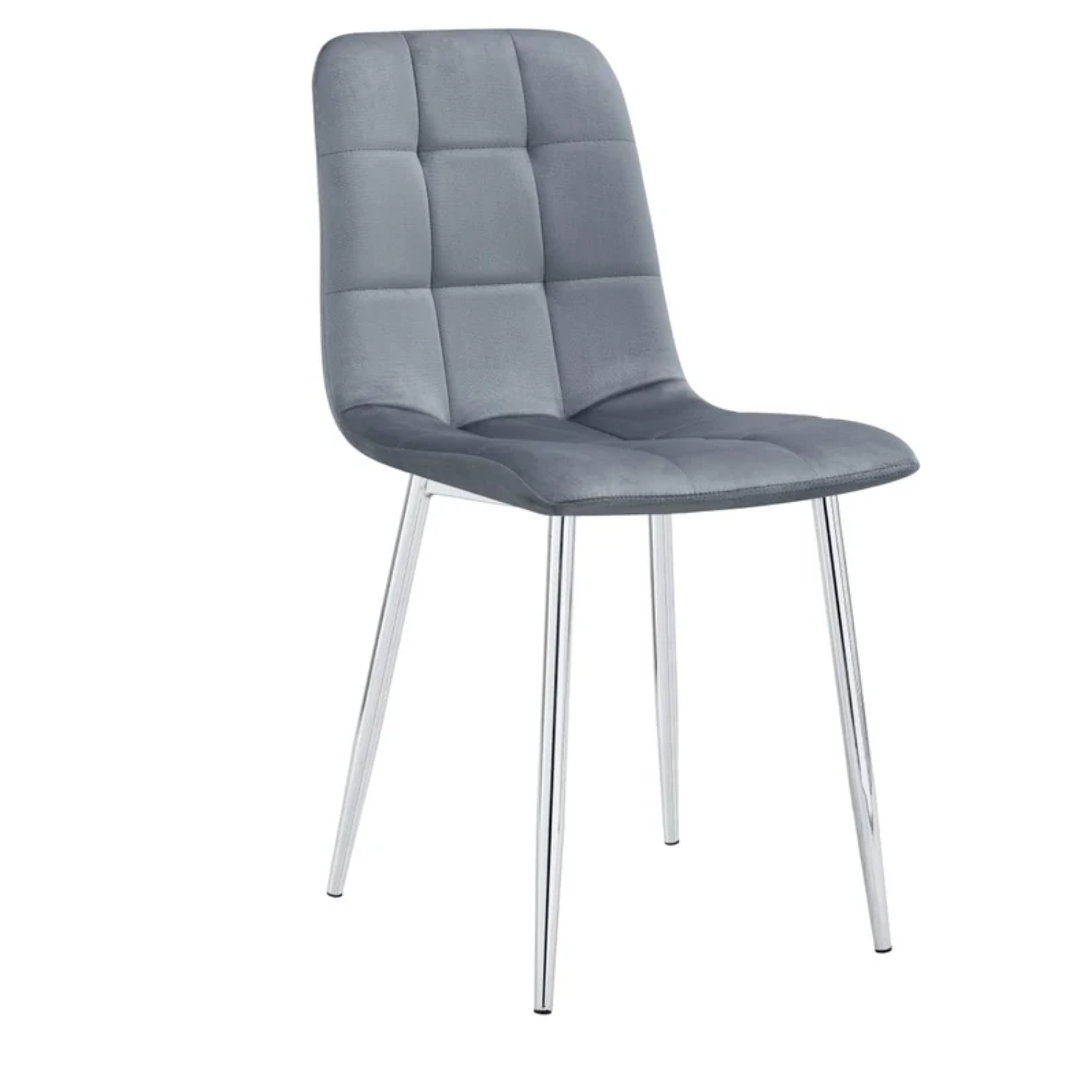 Chaise avec assise en tissu velours et piètement en acier