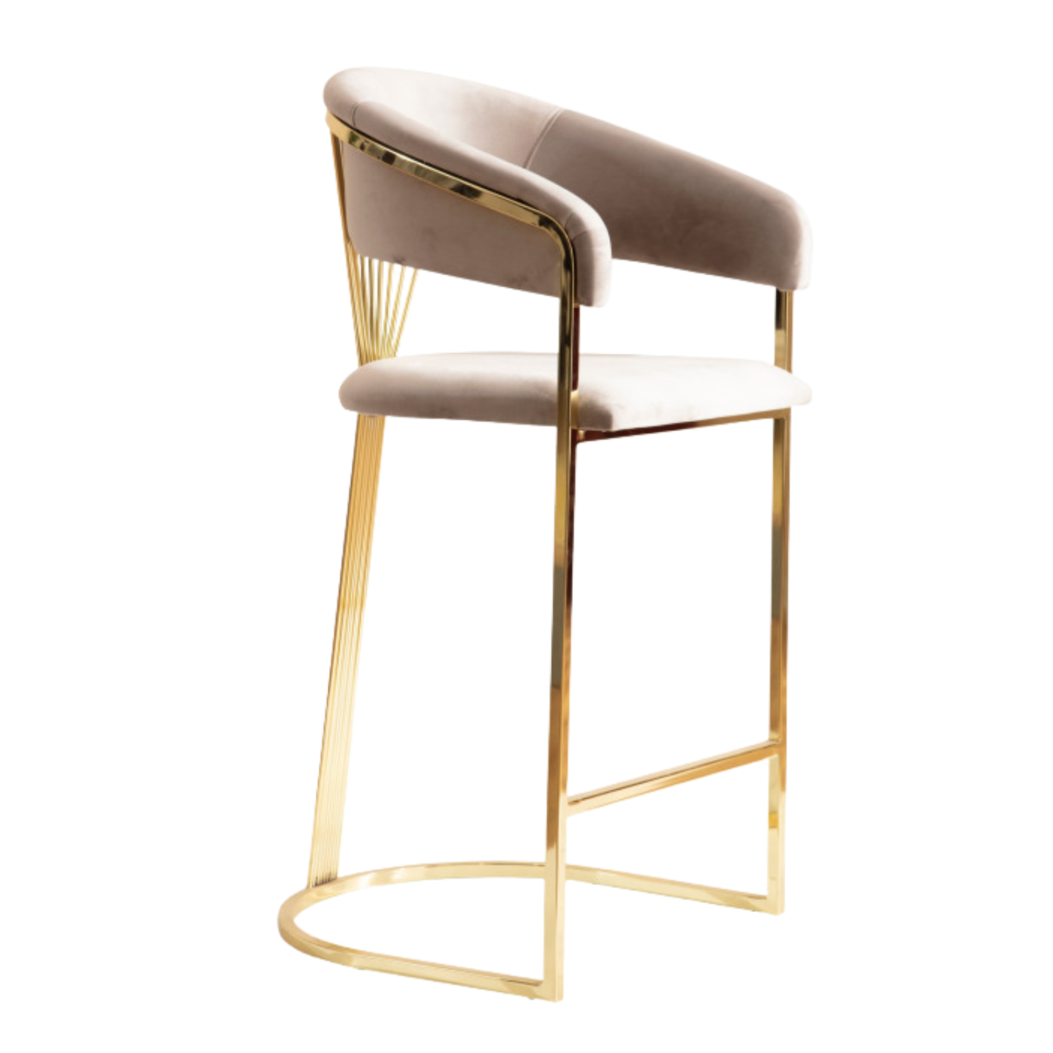 Tabouret de bar – Assise velours et piétement acier réglable