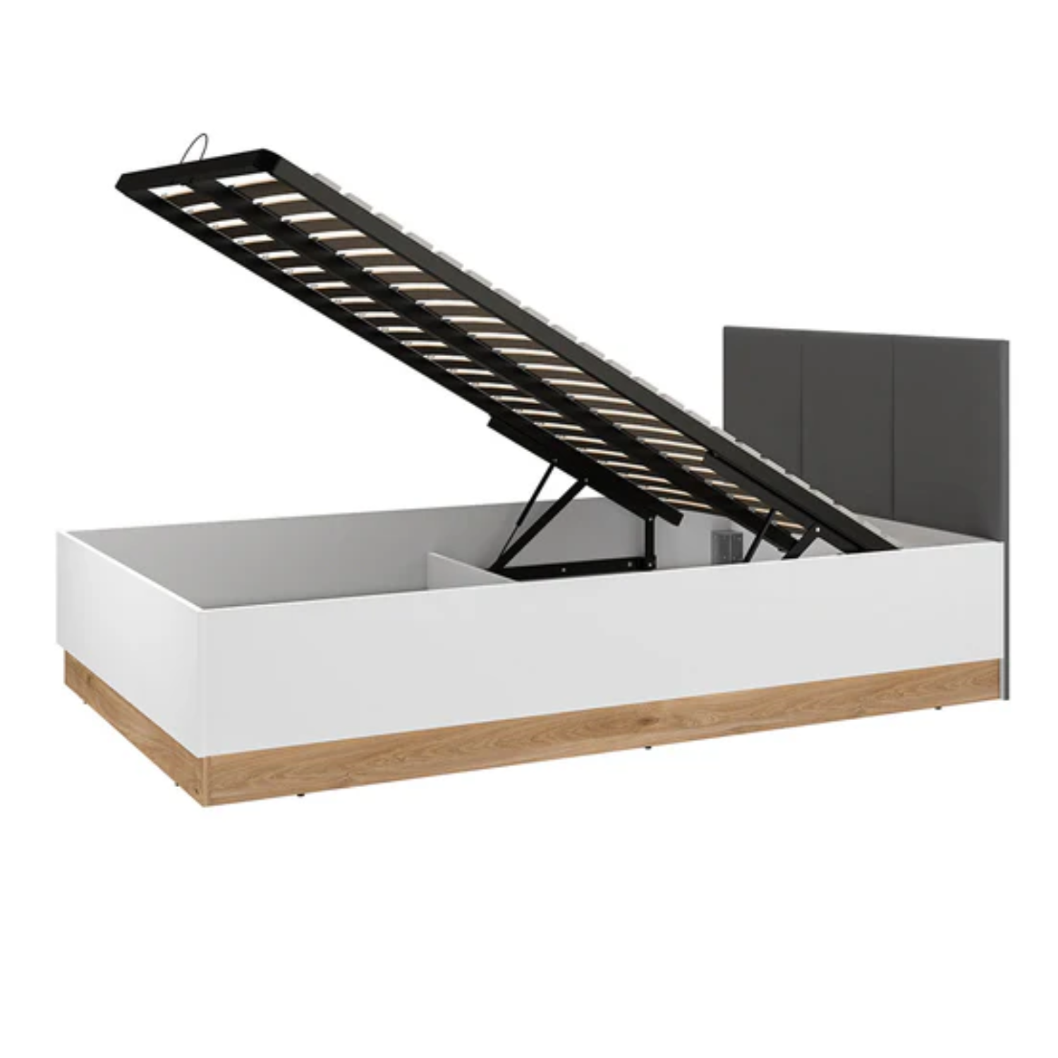 Lit Double Moderne avec Cadre Graphite et Blanc - MDF Haut de Gamme, Résistant aux Rayures et Humidité