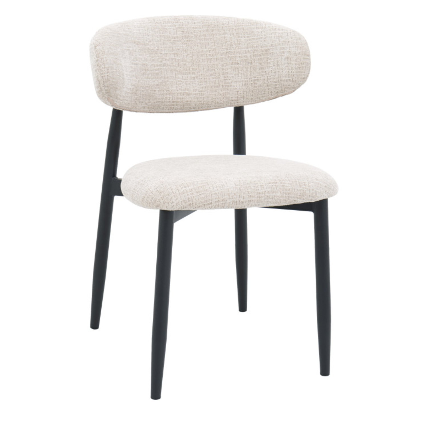 Chaise design – Assise et dossier en tissu, piétement acier (Beige ou Blanc)