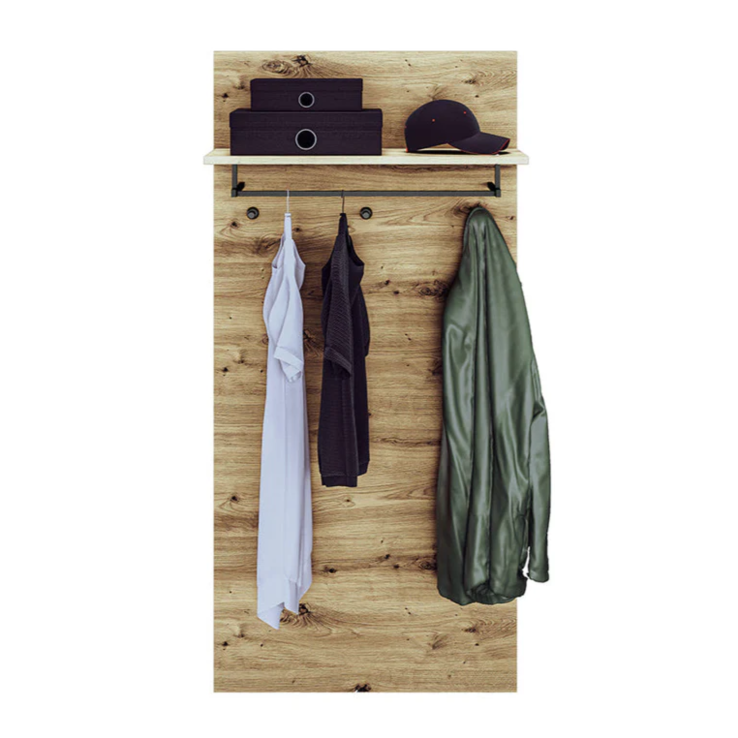 Cintre mural rembourré en chêne artisanal – Élégance pratique pour votre intérieur