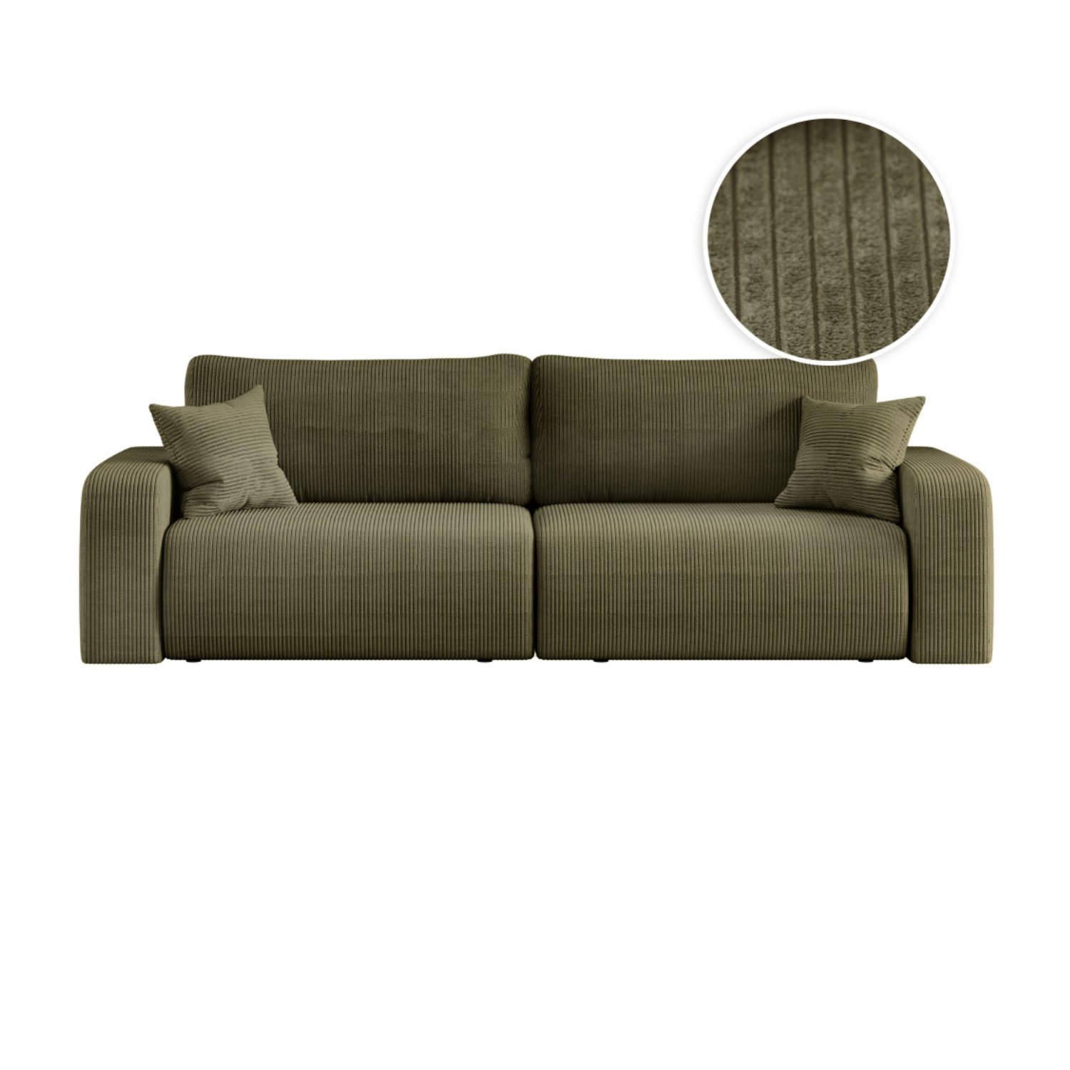 Canapé droit 3 places convertible en velours côtelé