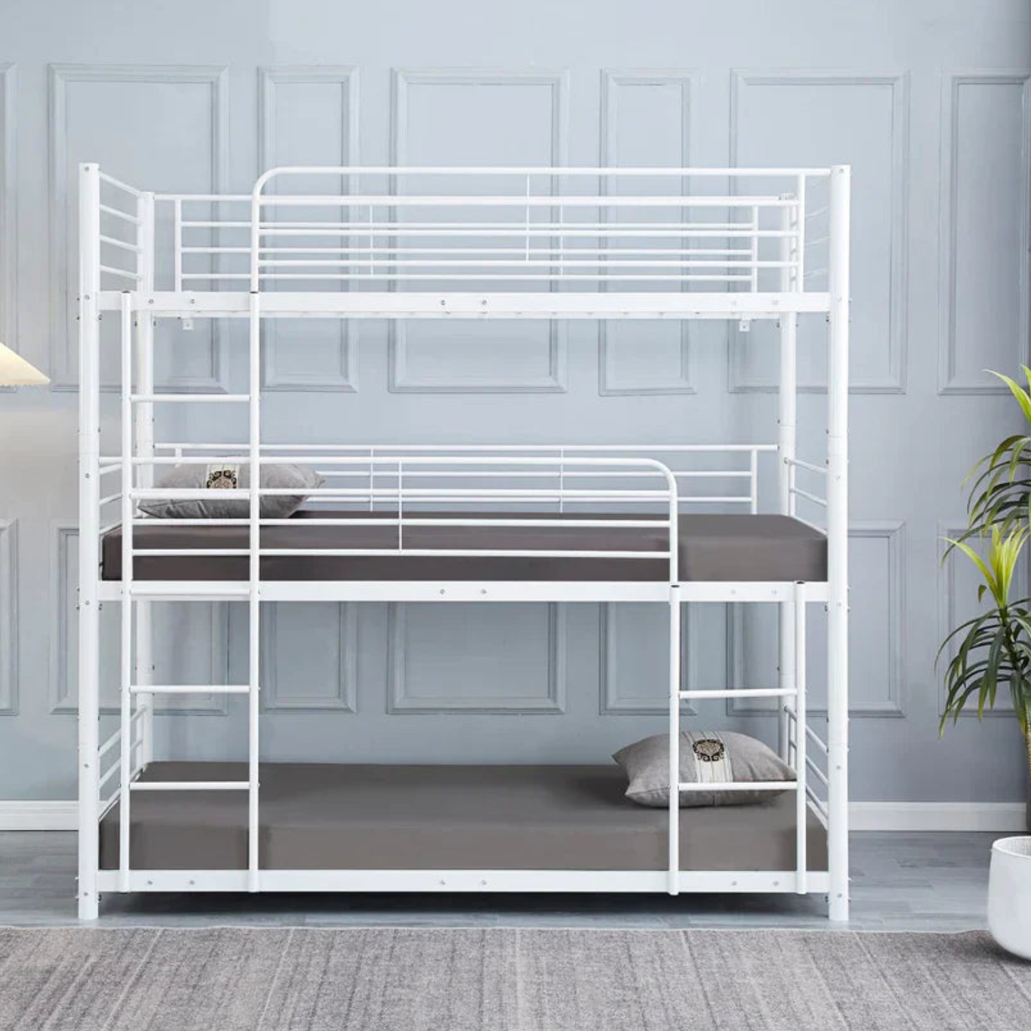 Lit superposé TRIO revêtement et sommier en acier 90 x 190 cm