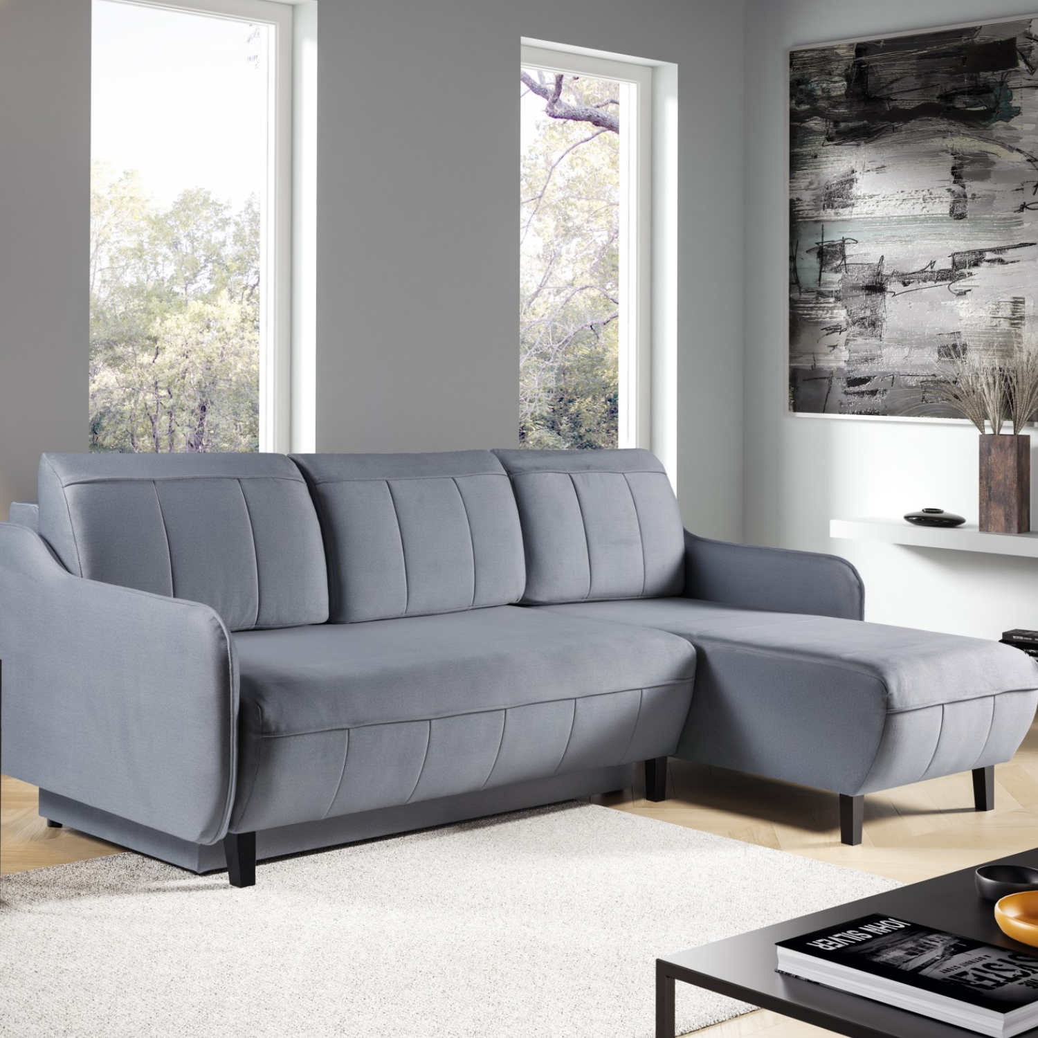 Canapé d’angle ELIOS – Convertible avec rangement -219 Cm - Confort et style modulable