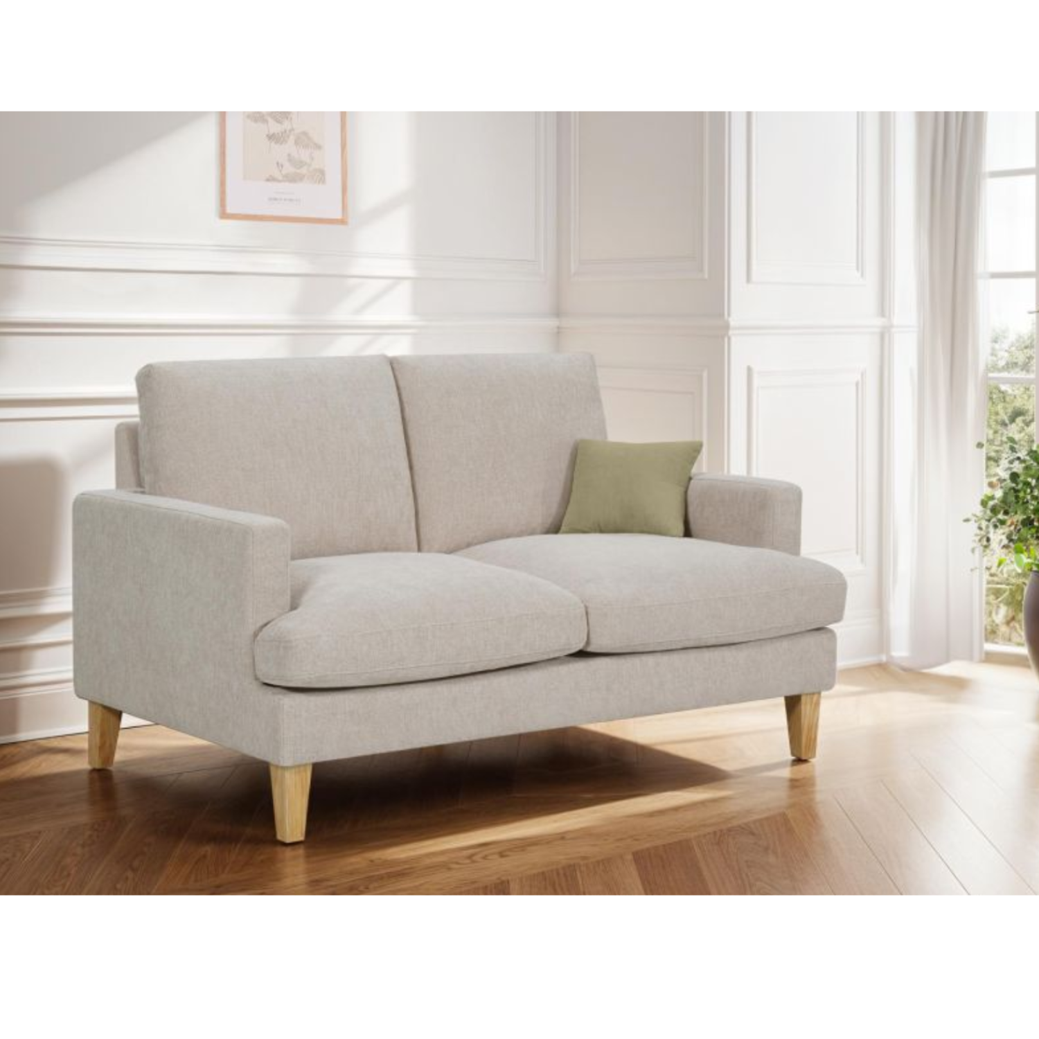 Canapé droit 2 places en tissu - Pieds Bois