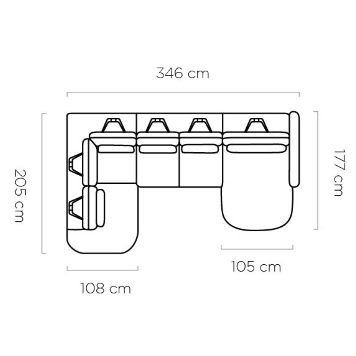 Canapé moderne avec profondeur d’assise réglable et appui-tête coulissant