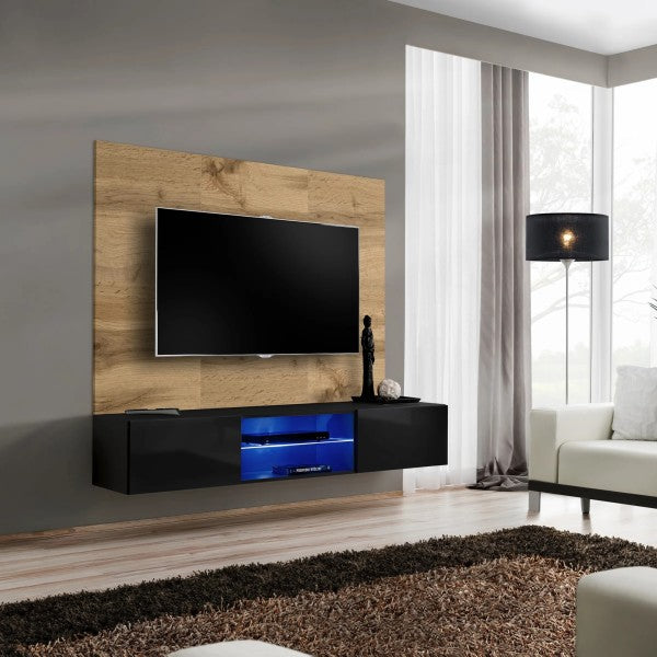 SWITCH PR3 wall unit, chêne Wotan and black