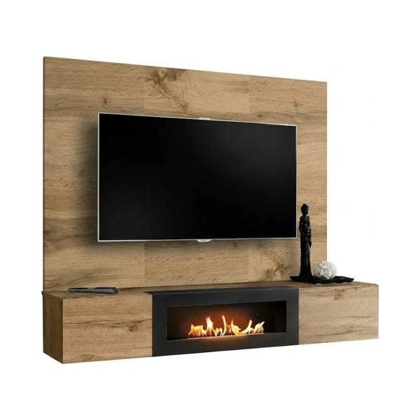 SWITCH PRK wall unit avec cheminée bioéthanol, chêne Wotan — vue 2