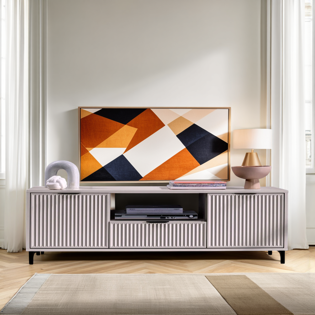 Meuble TV Moderne avec Étagère, Tiroir Spacieux et Deux Armoires|Destockage Express|Decora Home