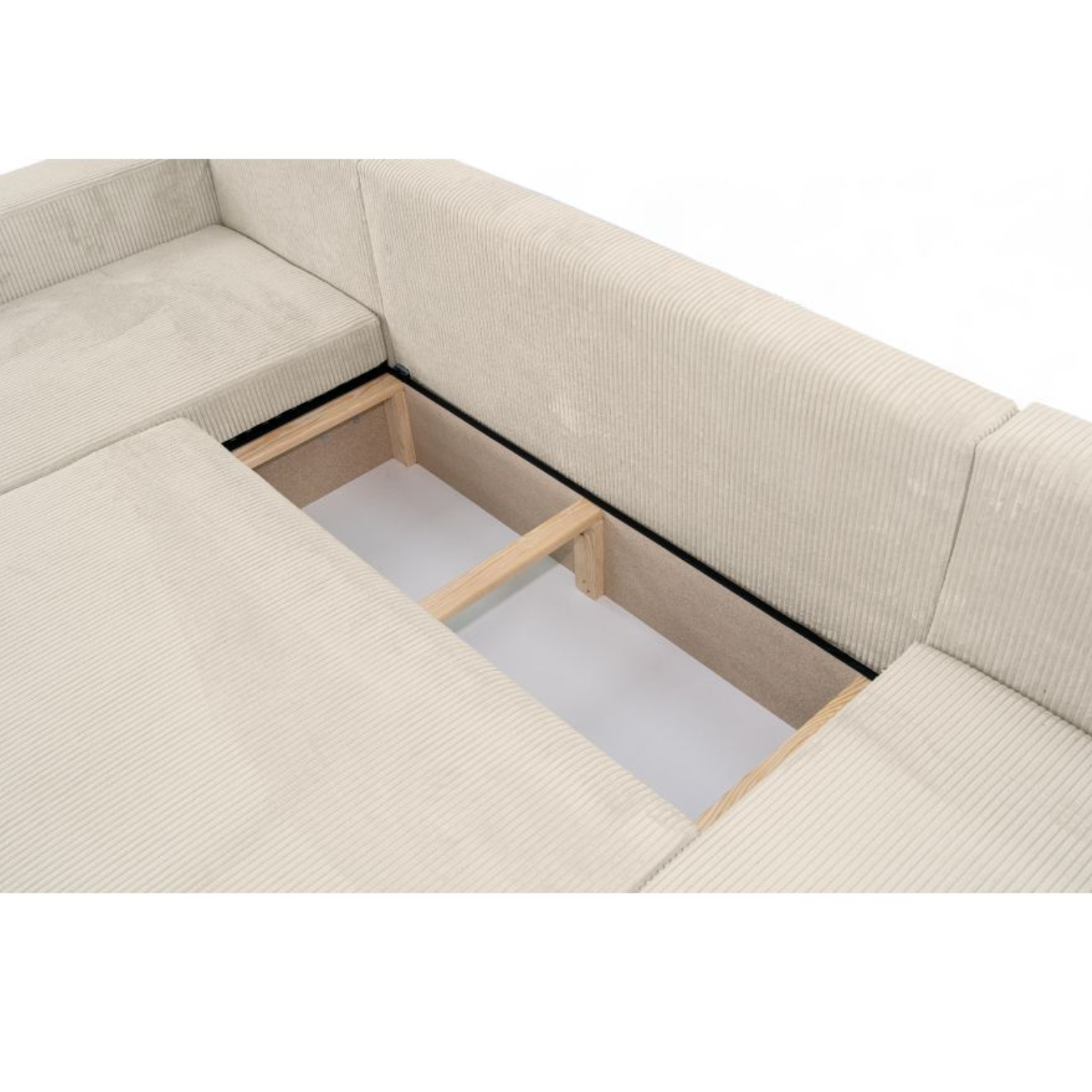 Canapé Panoramique – 5 Places – Convertible avec Coffre – Velours Côtelé