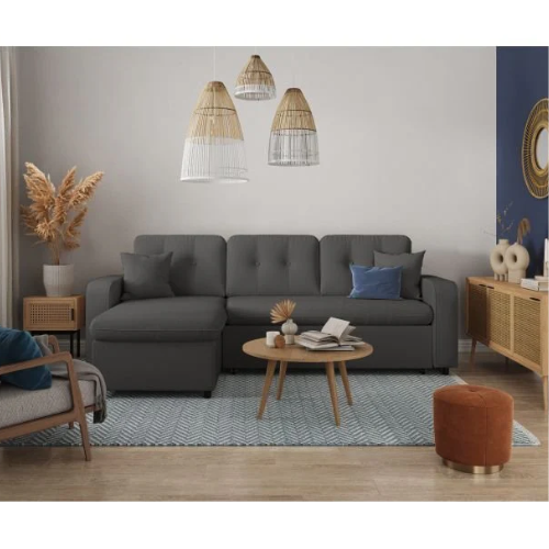 Canapé d'angle convertible réversible en tissu