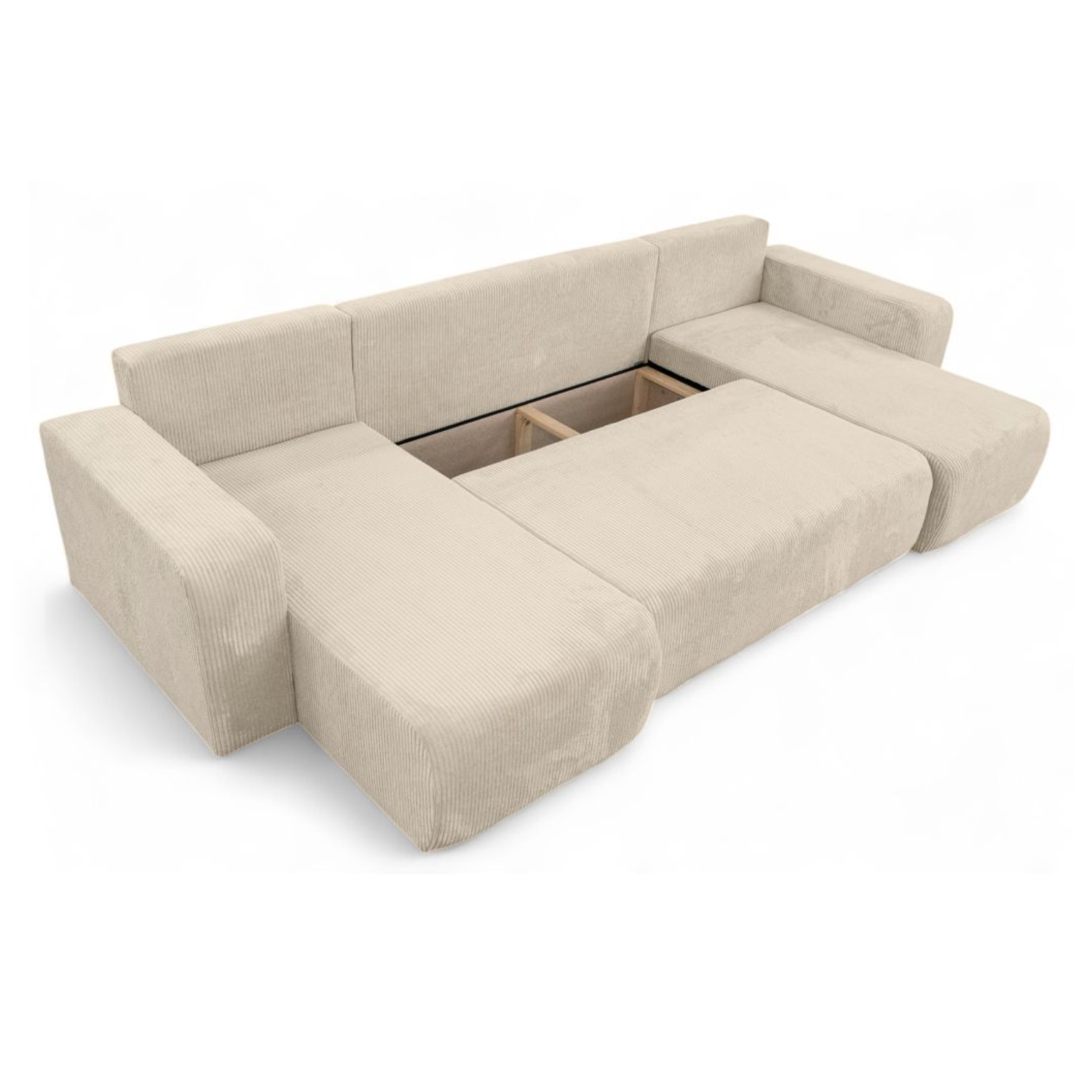 Canapé Panoramique – 5 Places – Convertible avec Coffre – Velours Côtelé