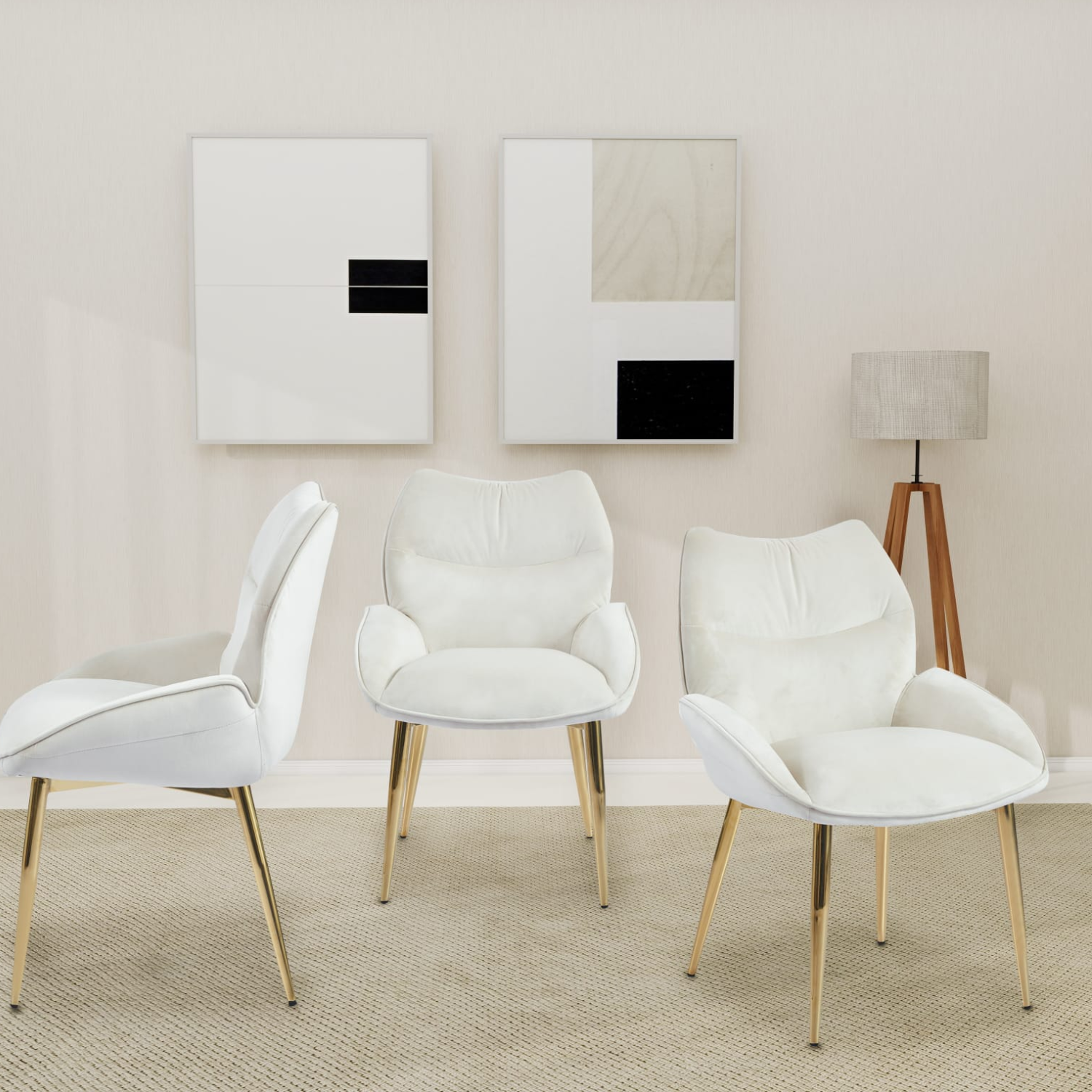 chaise Assise ergonomique en velours & pieds métal