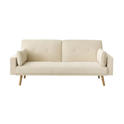 Canapé droit 3 places scandinave convertible en tissu