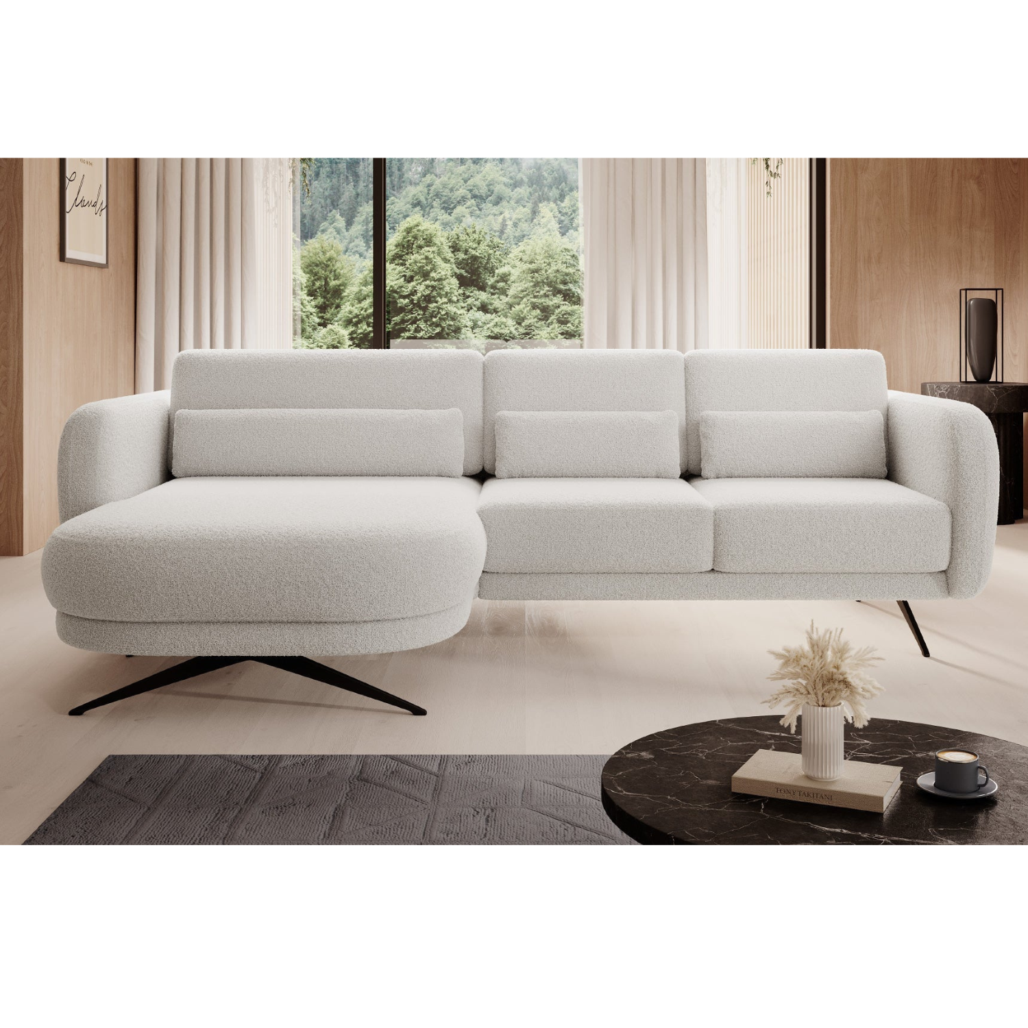 Canapé moderne avec profondeur d’assise réglable et appui-tête coulissant