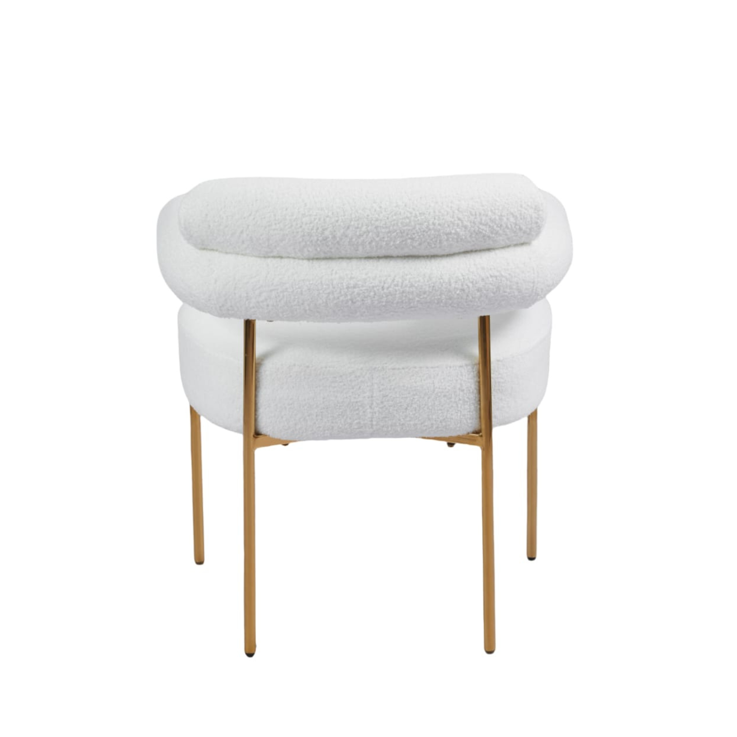 Chaise en Tissu Bouclé Blanc Doudou ou Velours avec piétement métallique