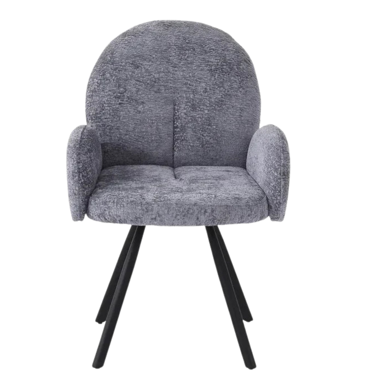 Chaise en tissu chenille avec dossier haut – Piètement en acier doré, argenté ou noir