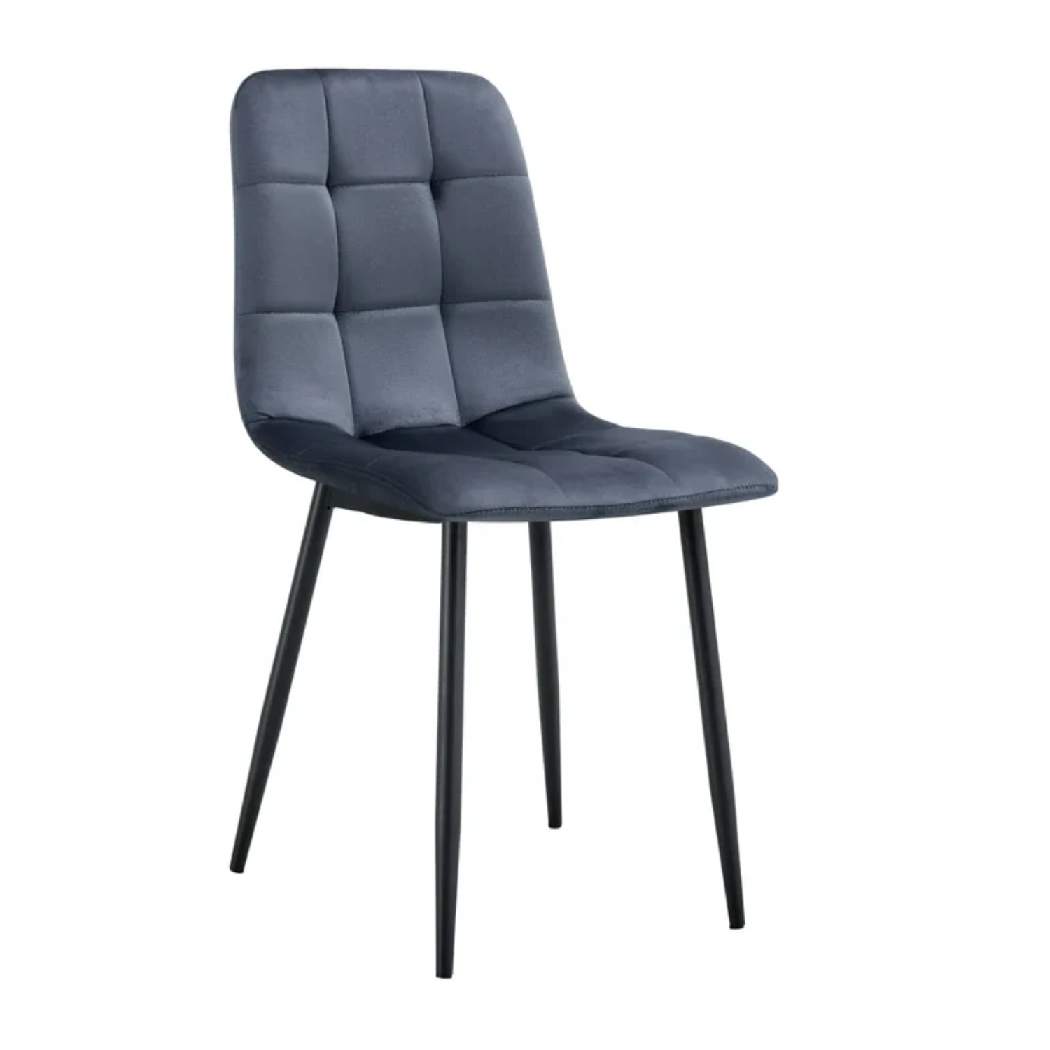 Chaise avec assise en tissu velours et piètement en acier