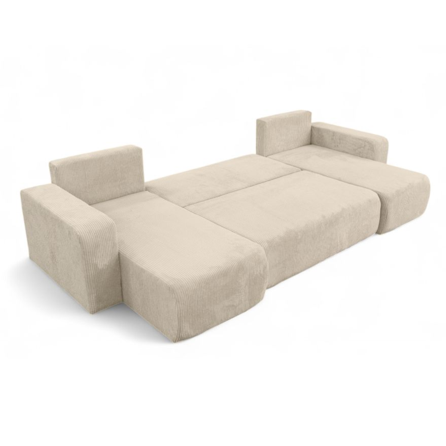 Canapé Panoramique – 5 Places – Convertible avec Coffre – Velours Côtelé