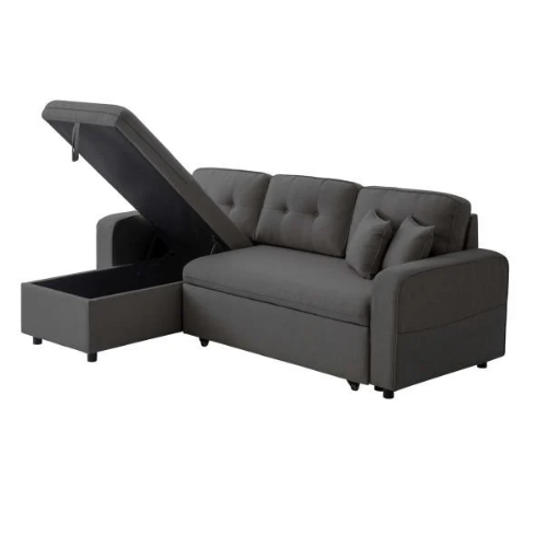 Canapé d'angle convertible réversible en tissu