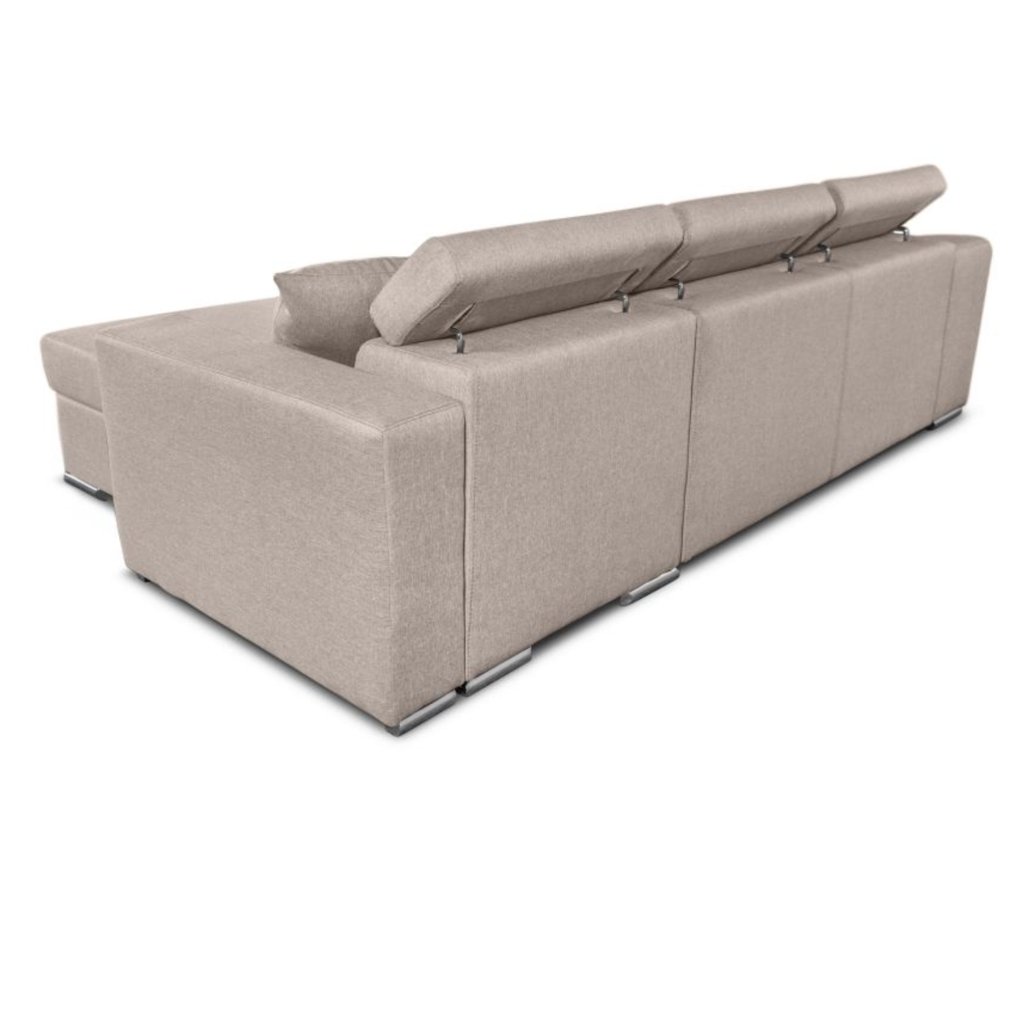 Canapé d'angle réversible, convertible avec coffre et 2 poufs en tissu