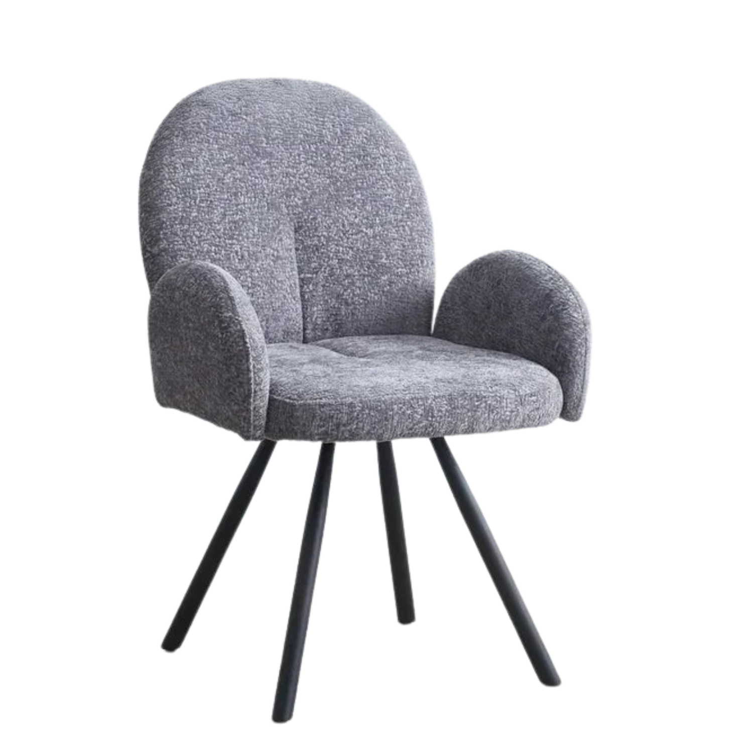 Chaise en tissu chenille avec dossier haut – Piètement en acier doré, argenté ou noir