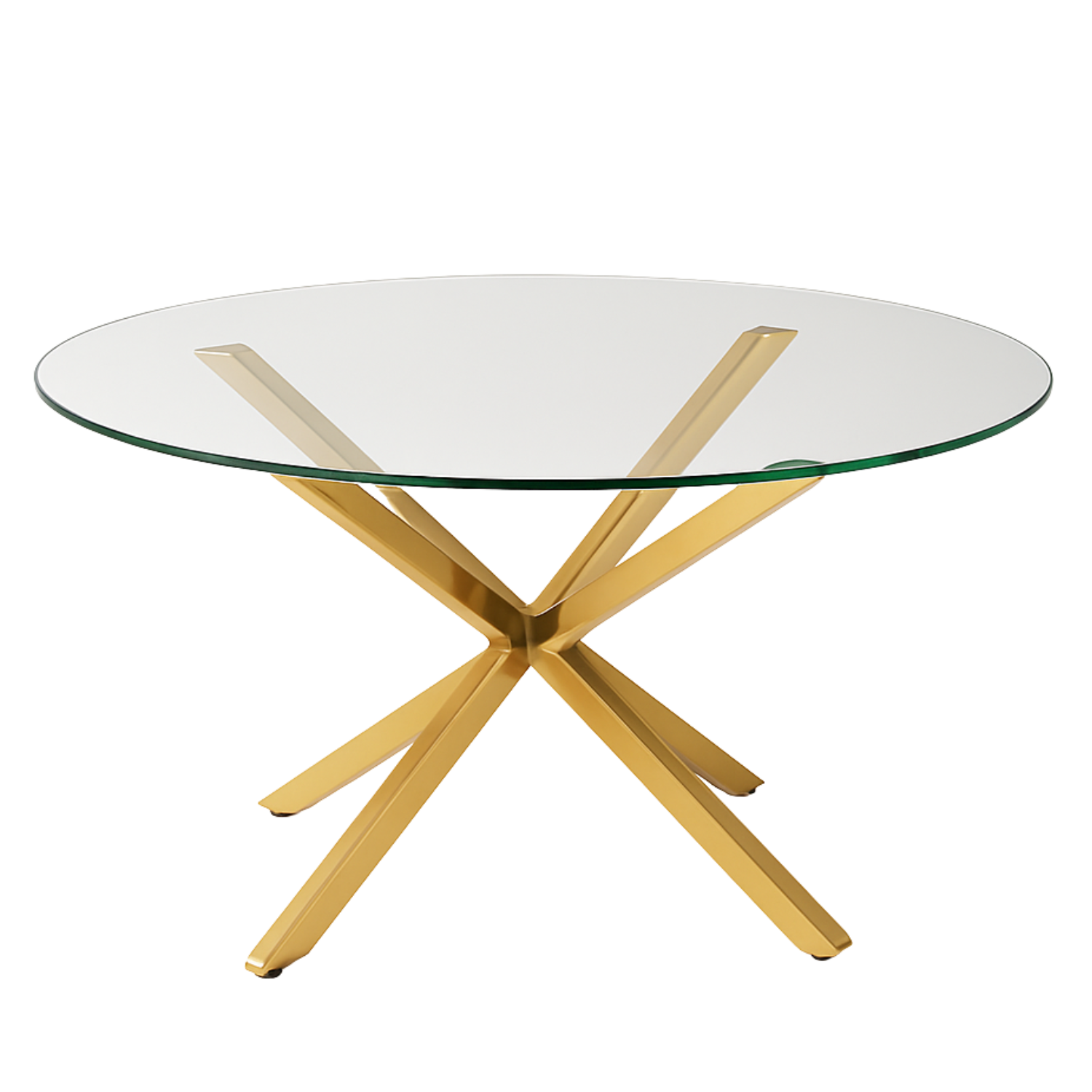 Table Basse Ronde en Verre ou Effet Marbre avec Structure Dorée ou Argentée