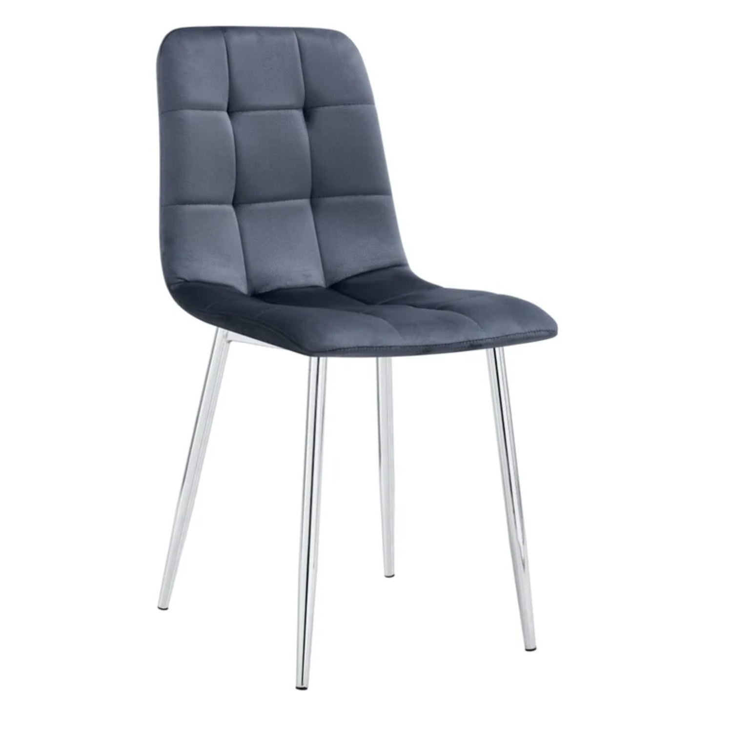 Chaise avec assise en tissu velours et piètement en acier