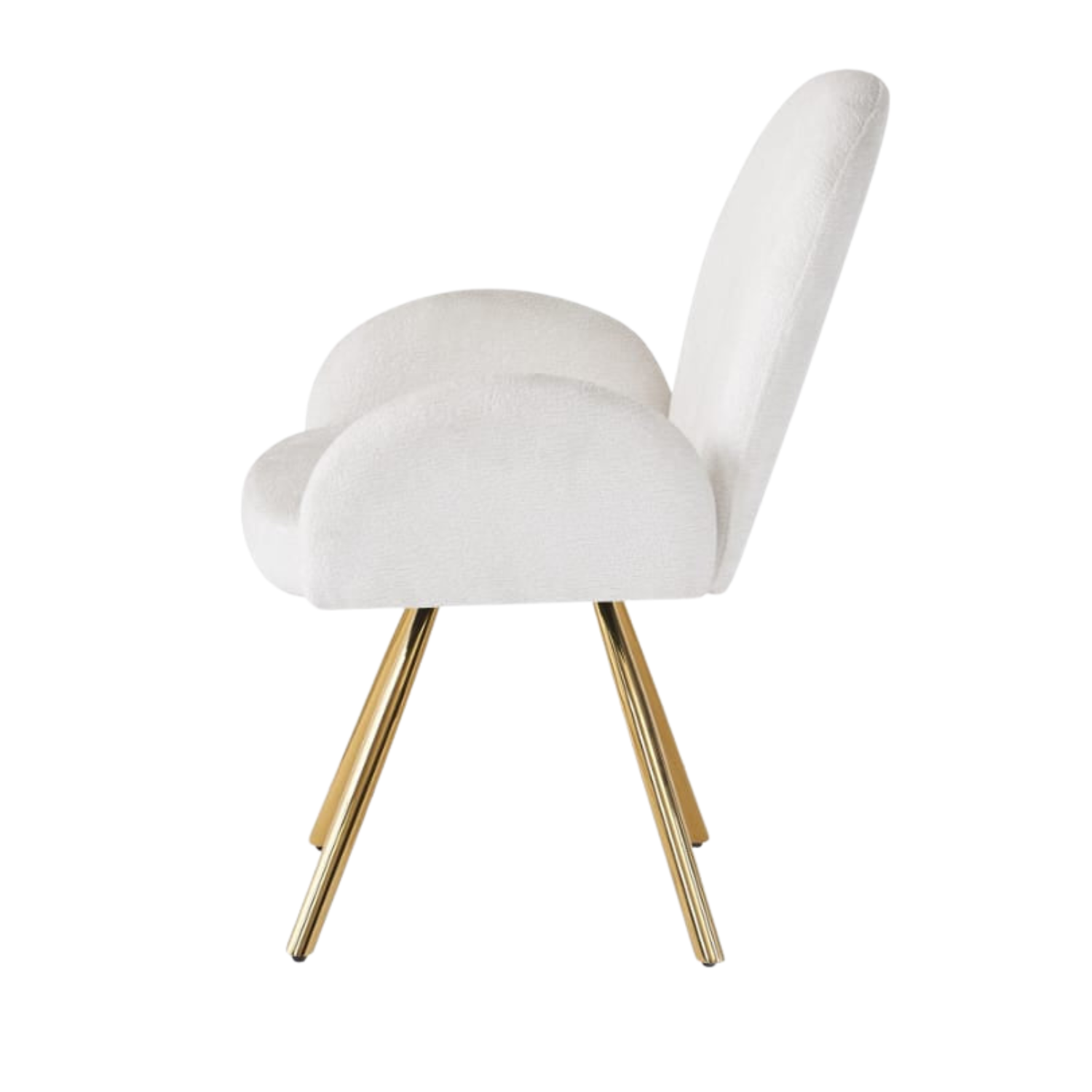 Chaise en tissu chenille avec dossier haut – Piètement en acier doré, argenté ou noir