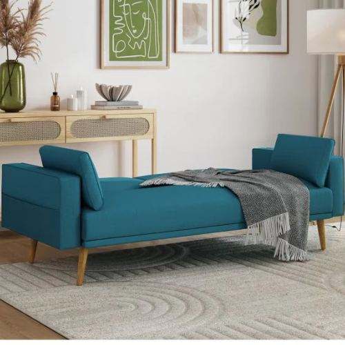 Canapé droit 3 places scandinave convertible en tissu