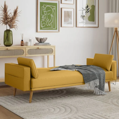 Canapé droit 3 places scandinave convertible en tissu