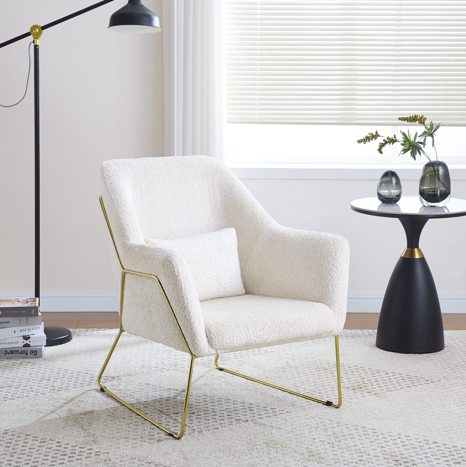 Fauteuil – Design Contemporain en Laine ou Velours avec Piètement Métal – Élégance & Confort - Decora Home