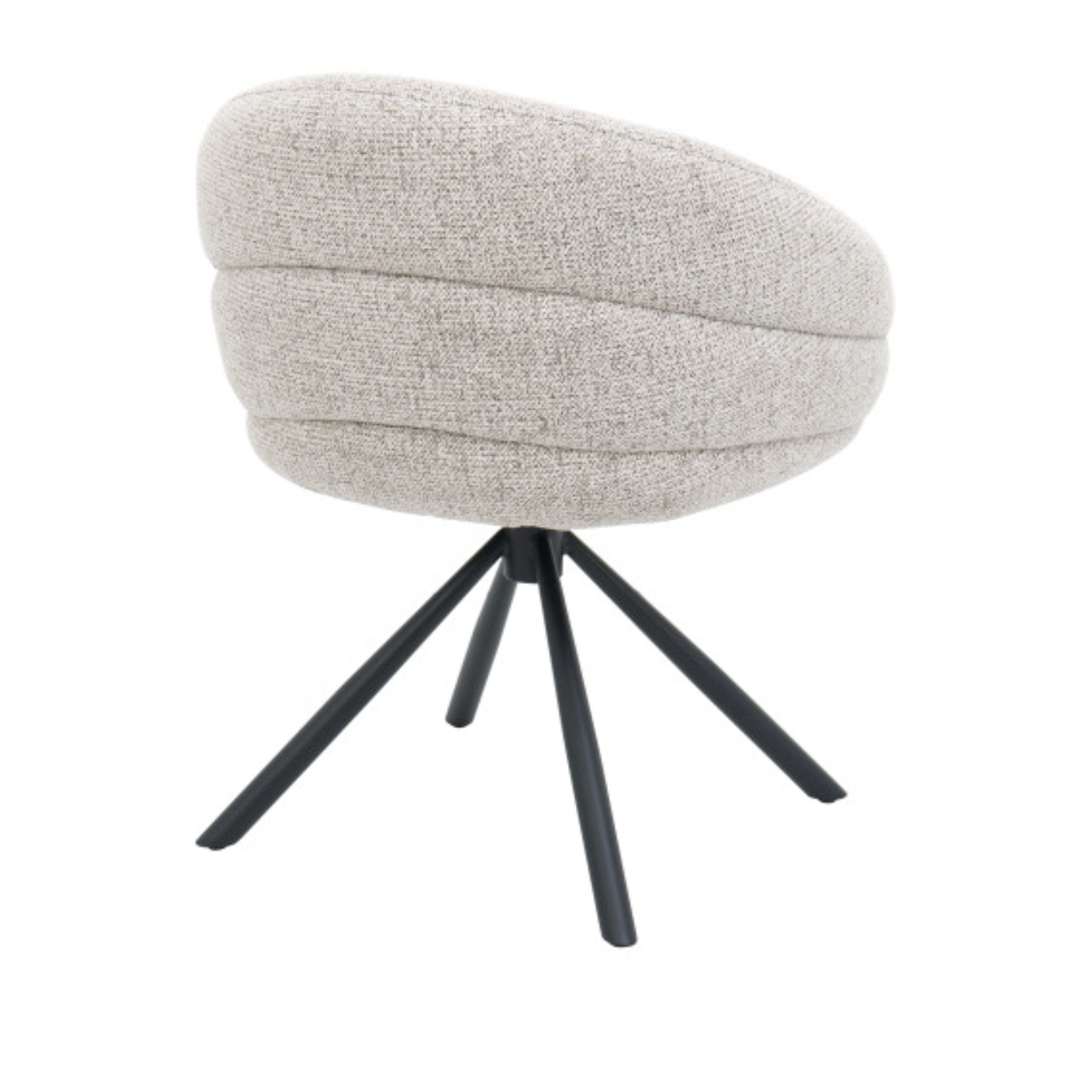 Chaise design pivotante 360° – Assise en tissu texturé, piétement en acier noir (Beige ou Taupe)