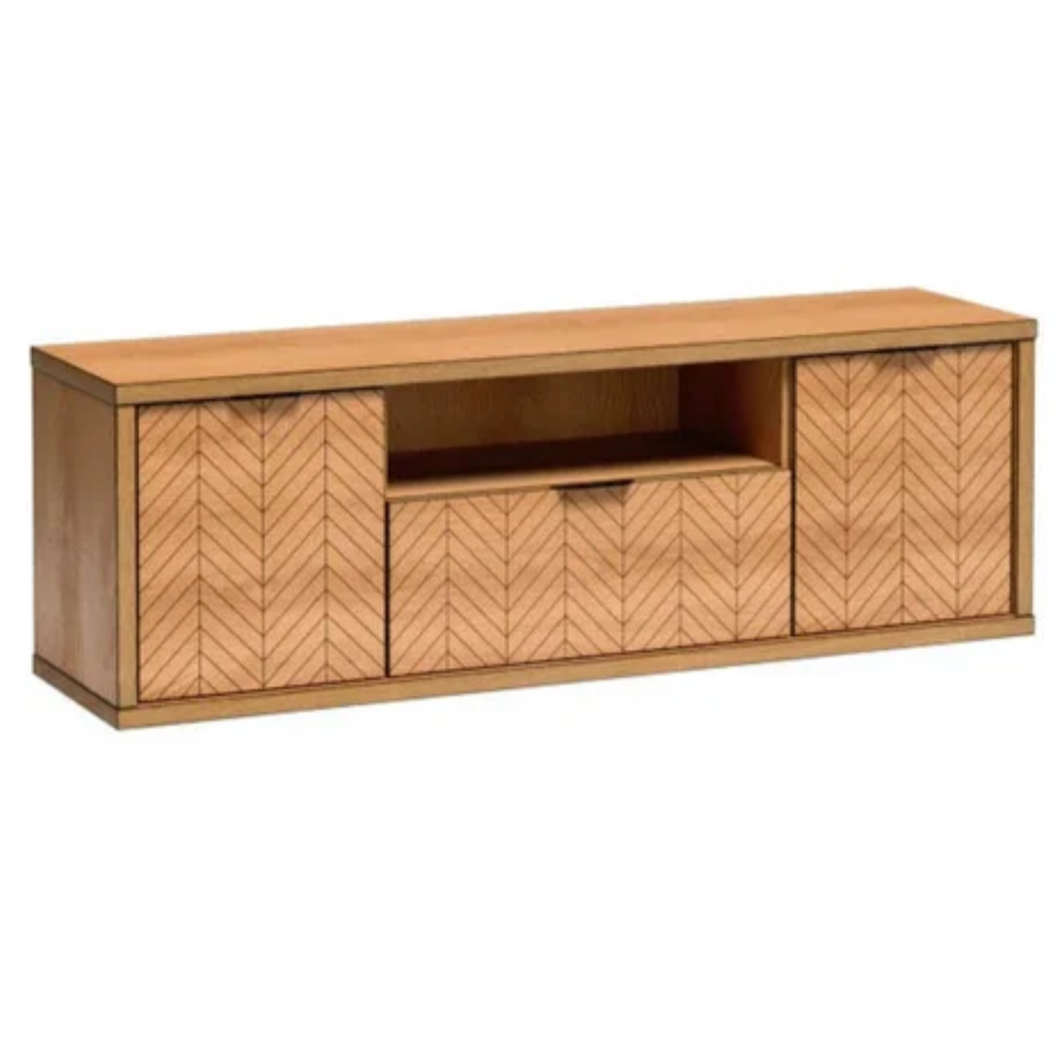 Meuble TV CALFI 158 cm – Design classique avec tiroir central et 2 armoires latérales