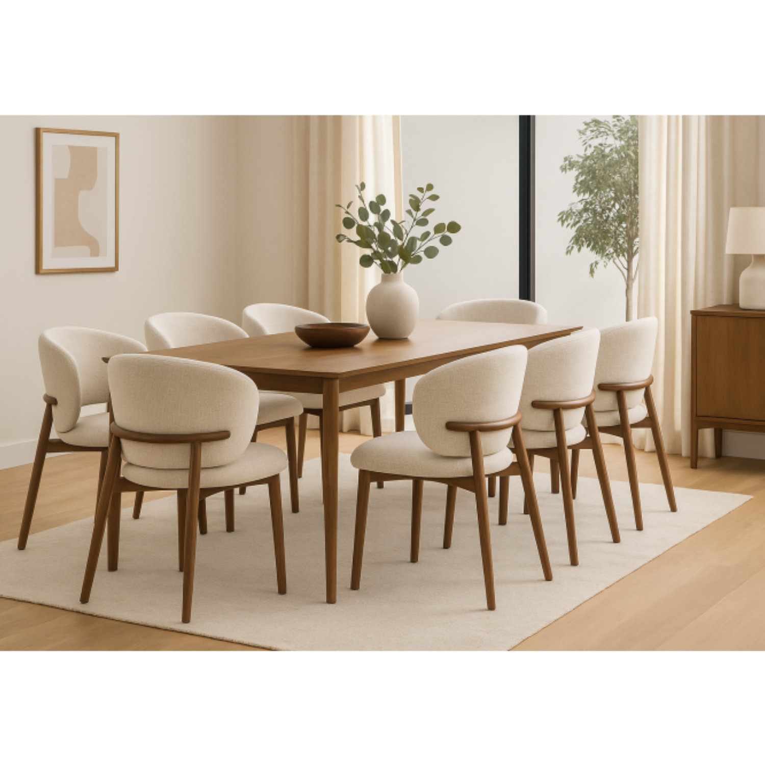 Chaise design – Assise et dossier en tissu, piétement acier (Beige ou Blanc)