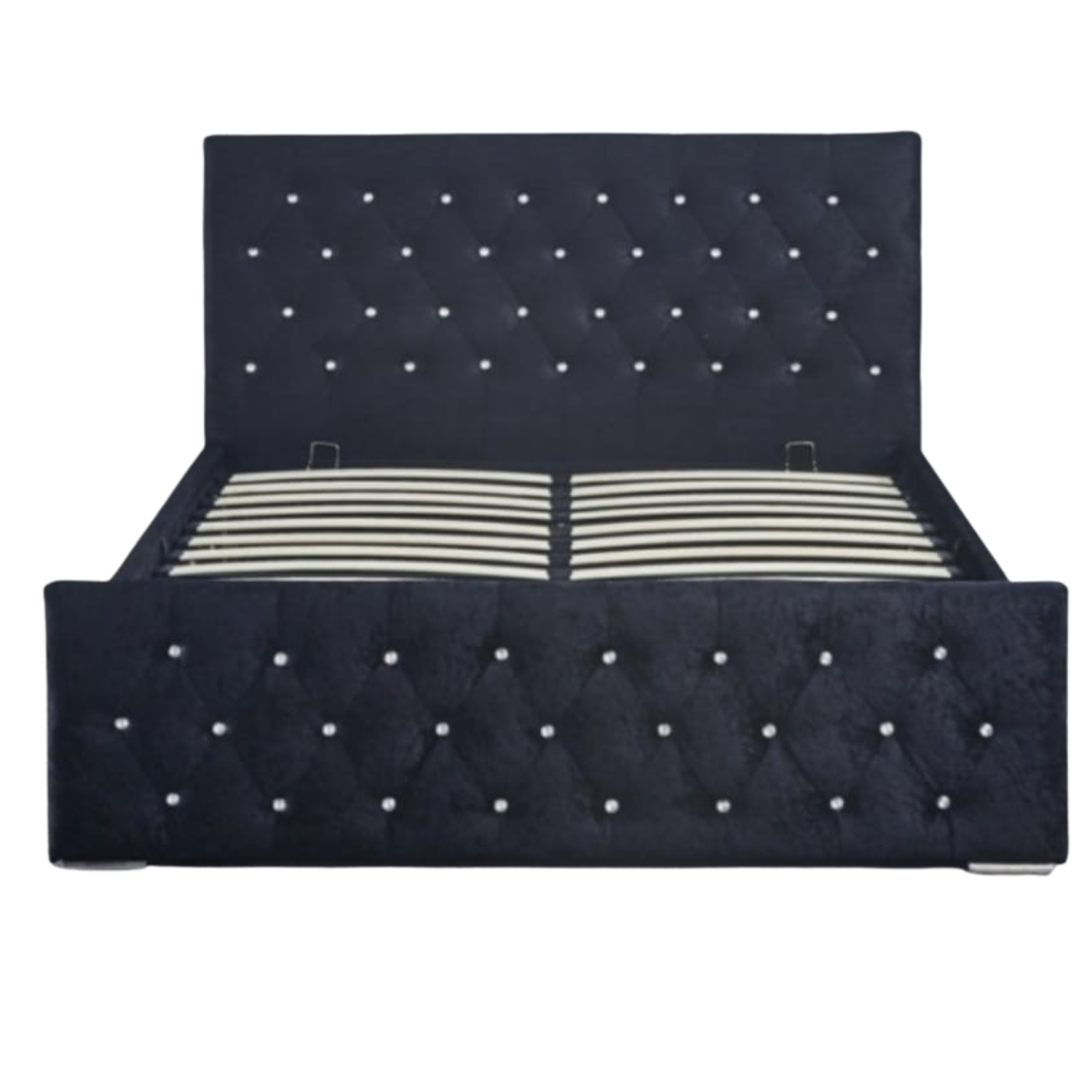 Lit CALINA en velours – Coffre de rangement – 140x200 & 160x200 cm – Noir, Gris, Beige