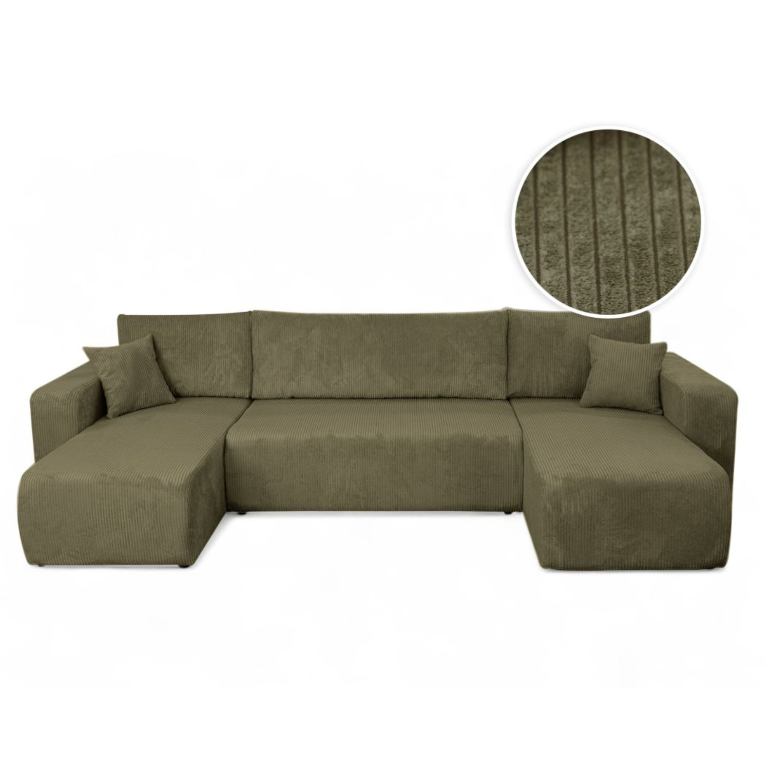 Canapé Panoramique – 5 Places – Convertible avec Coffre – Velours Côtelé