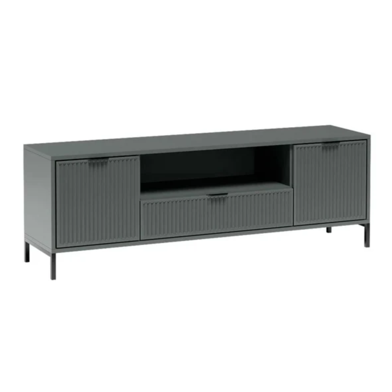 Meuble TV moderne avec rangements – 2 portes + tiroir + étagère centrale – 165 cm