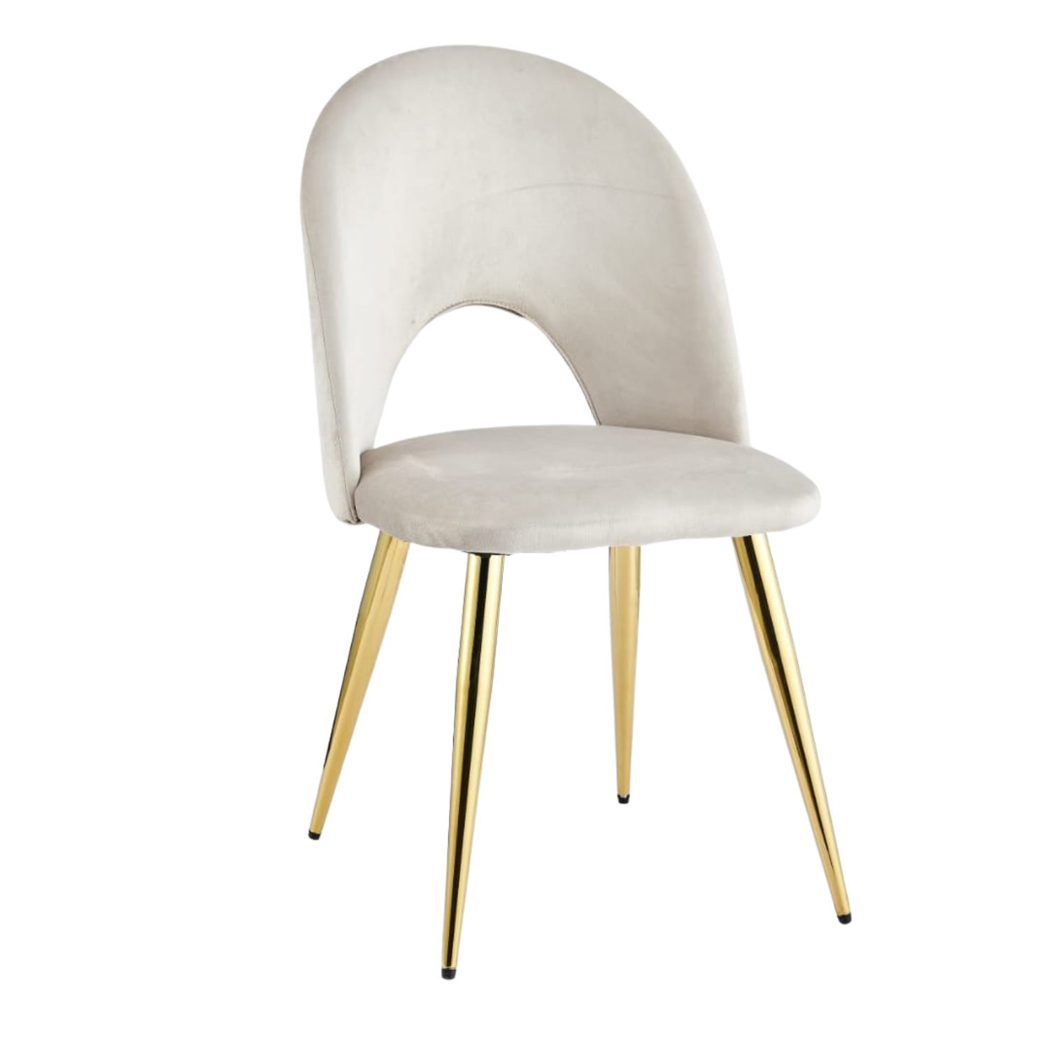Chaise en velours avec piètement noir ou doré – L 45 cm x P 45 cm x H 90 cm