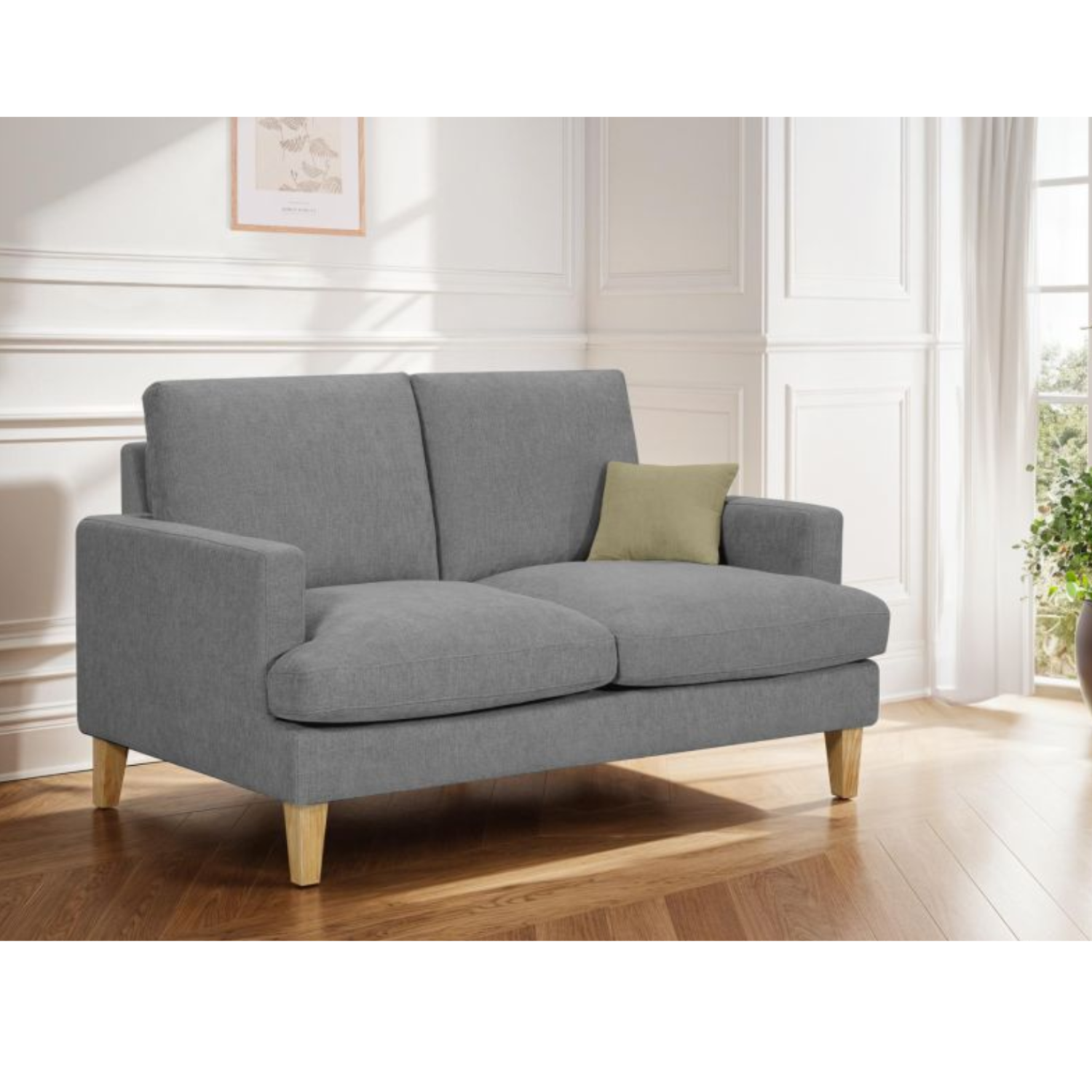 Canapé droit 2 places en tissu - Pieds Bois