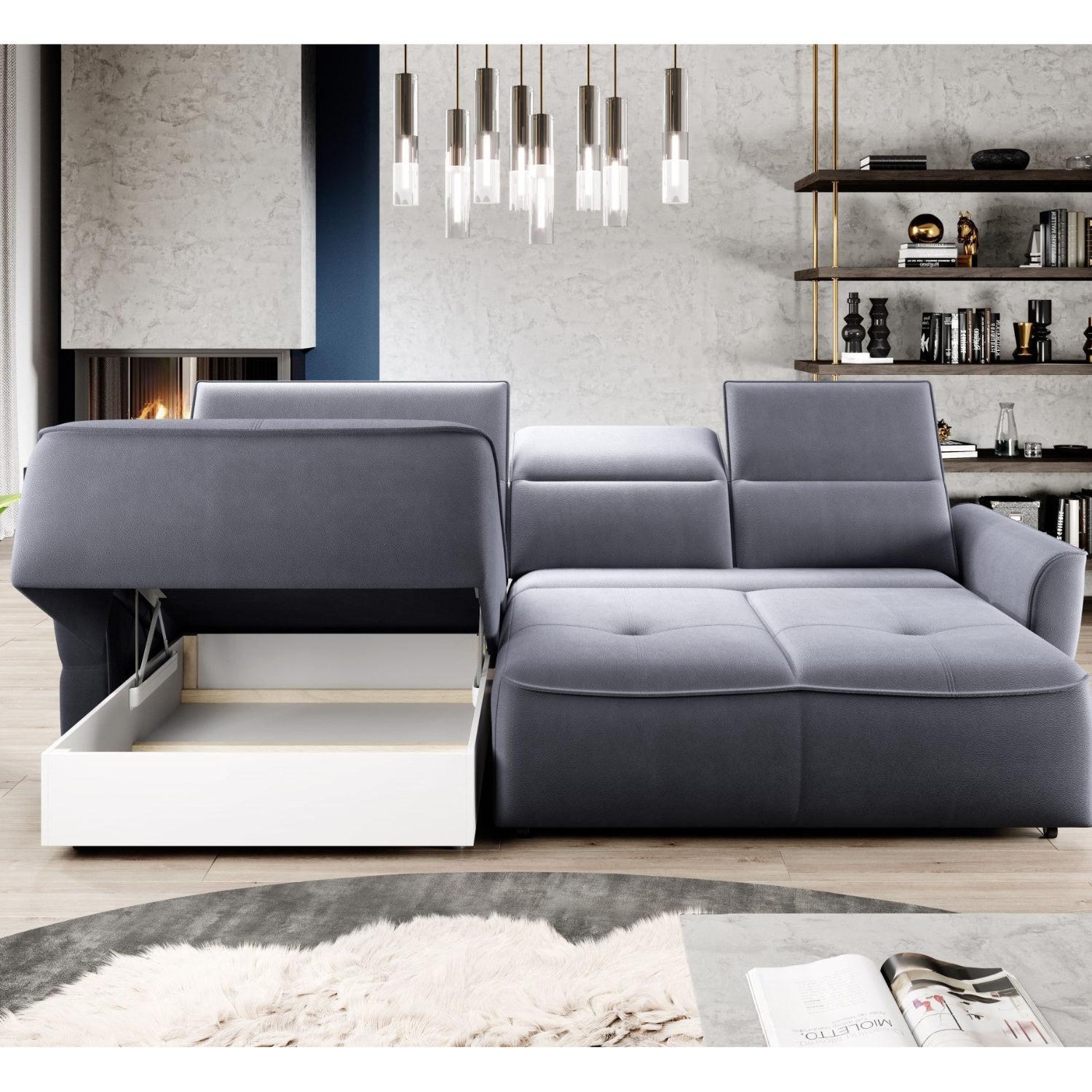 Canapé d'Angle Convertible - Design Moderne, Confort Optimal, Disponible en 3 Tailles | Canapé Réversible avec Coffre de Rangement