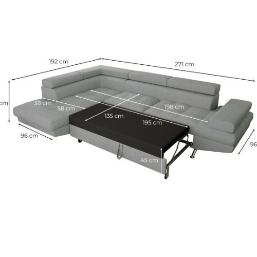 Canapé d'angle convertible panoramique 5 places avec coffre – Confort, design et praticité au quotidien