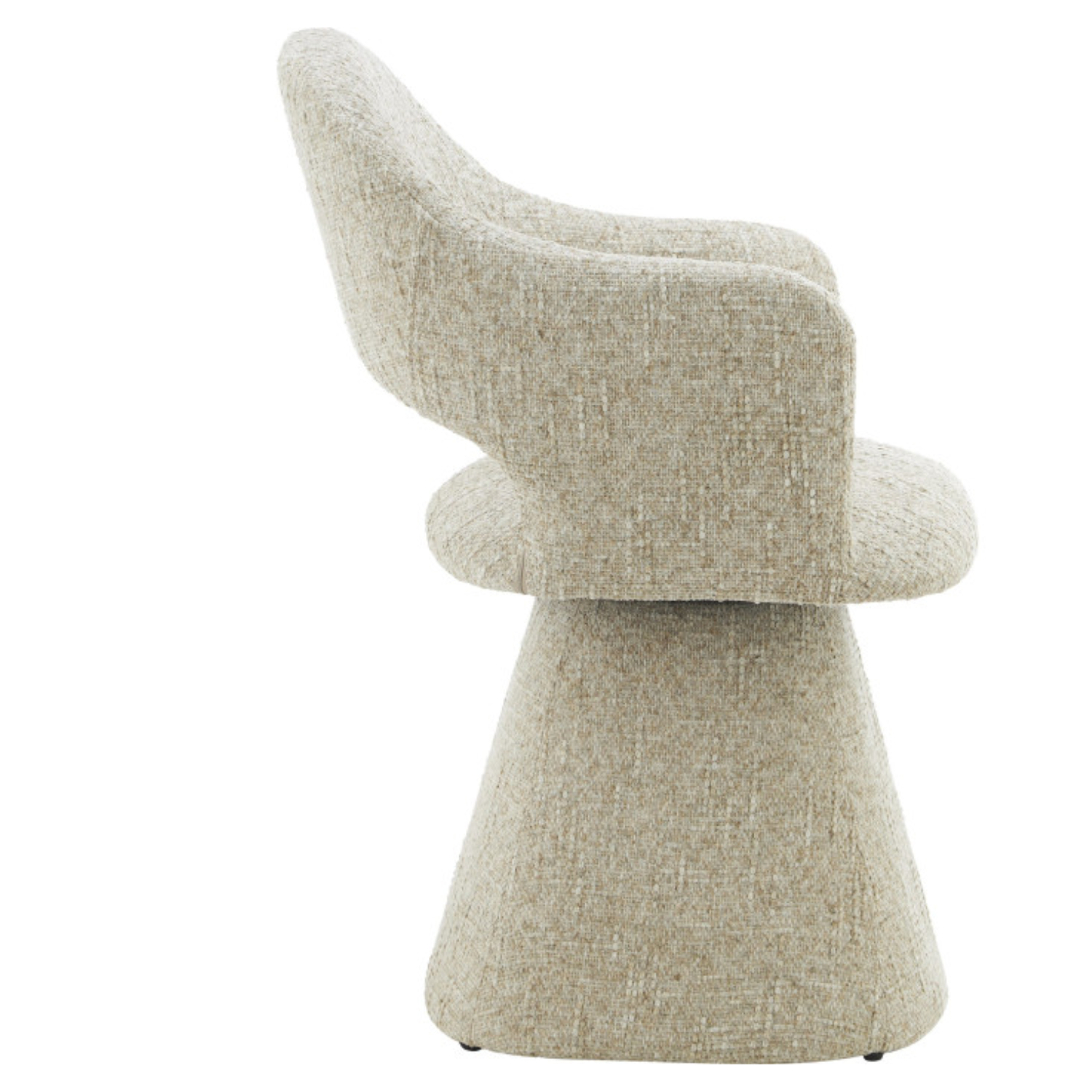 Chaise design – Coque enveloppante en tissu & base trapézoïdale (Beige ou Gris clair)