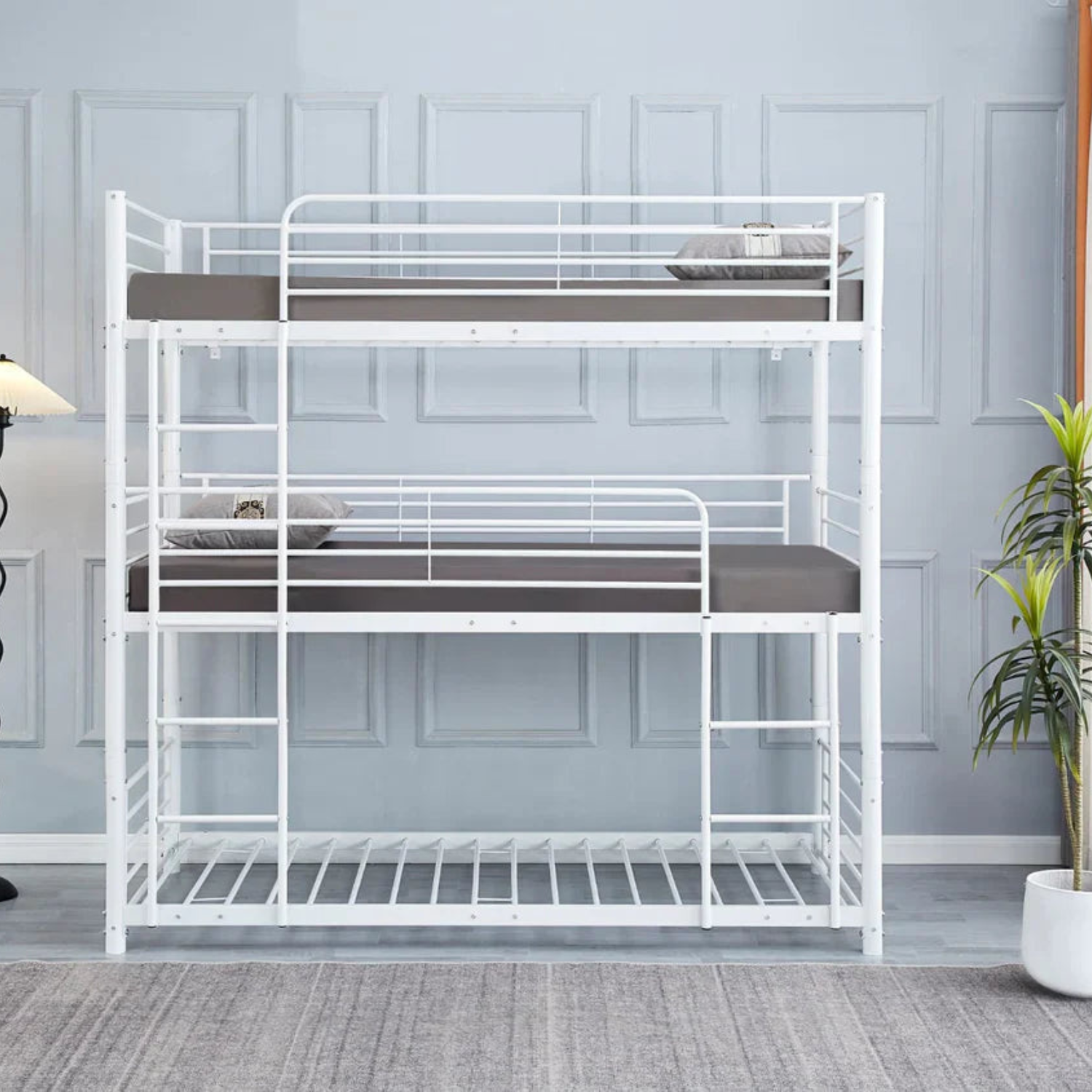 Lit superposé TRIO revêtement et sommier en acier 90 x 190 cm