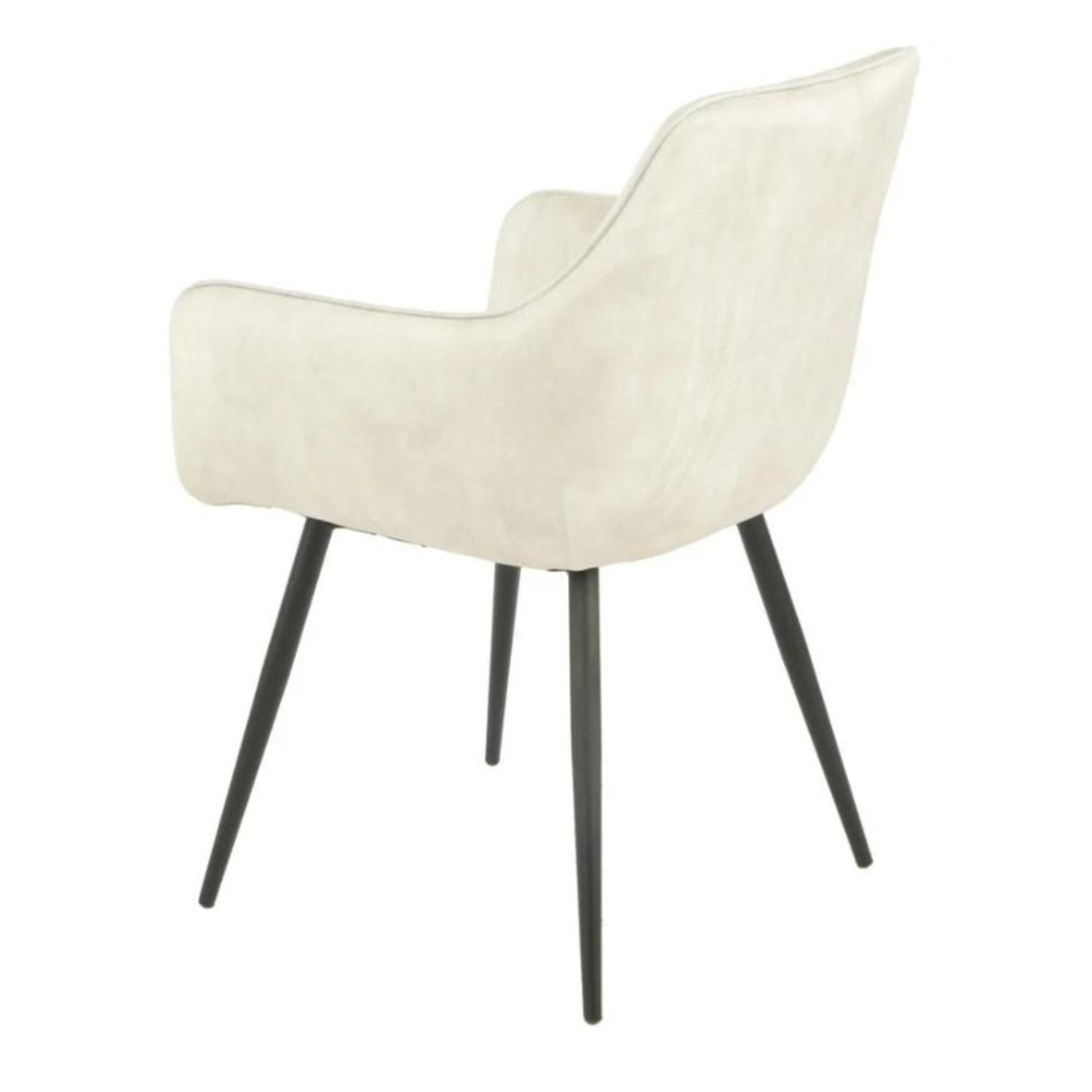Chaise – Assise Rembourrée en Tissu Gris ou Beige, Pieds Métal Noir, Design Rustique et Contemporain