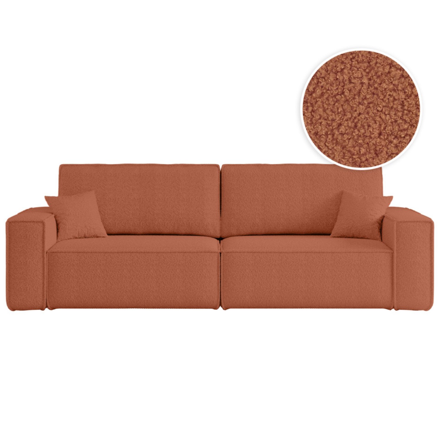 Canapé droit 3 places convertible en tissu bouclette