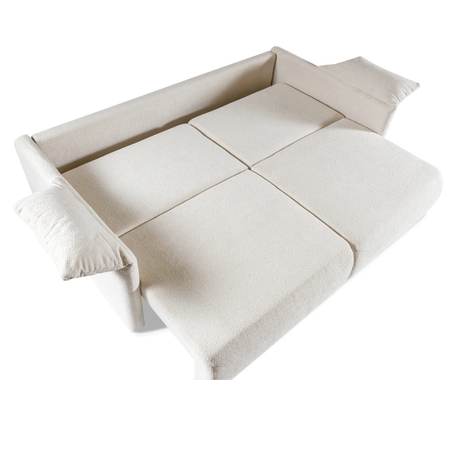 Canapé d’angle convertible écru avec couchage intégré design moderne