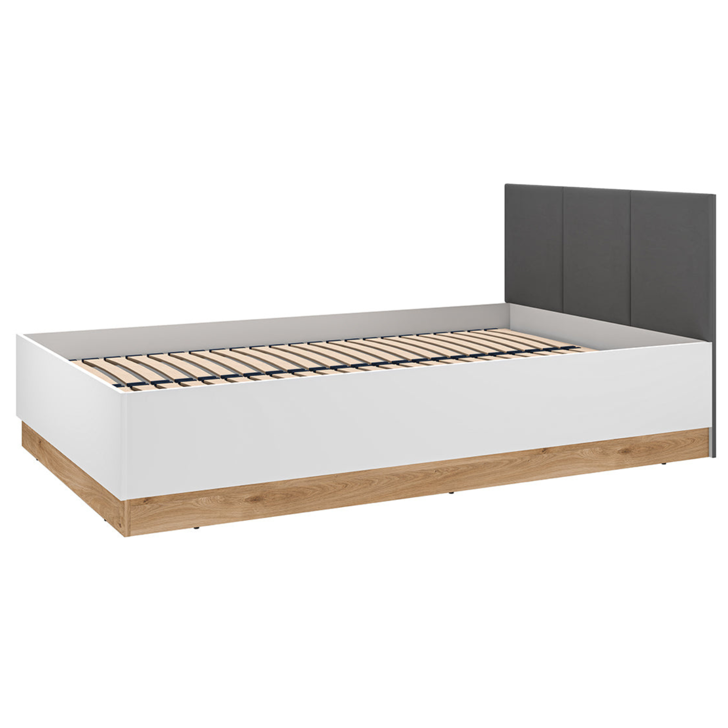 Lit Double Moderne avec Cadre Graphite et Blanc - MDF Haut de Gamme, Résistant aux Rayures et Humidité