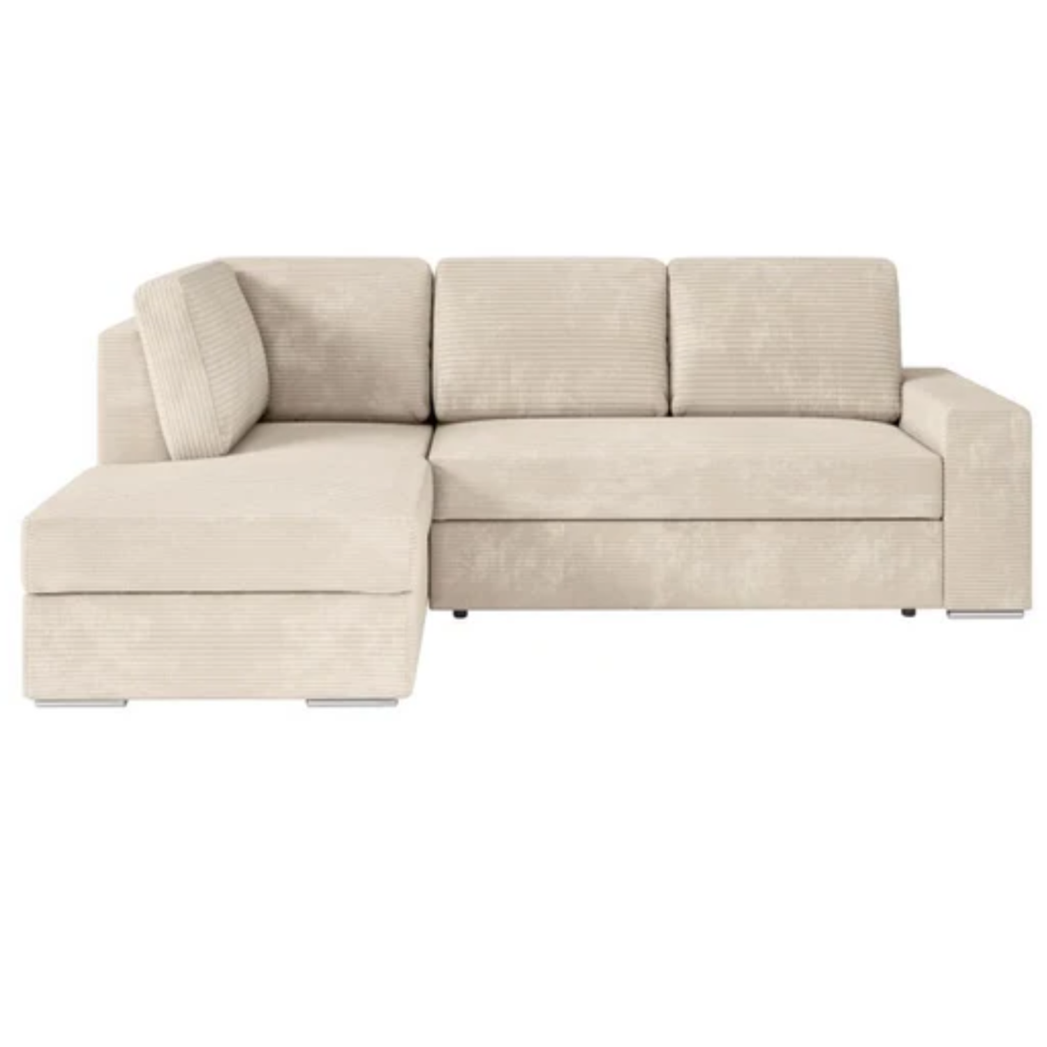 Canapé d'angle fixe convertible avec coffre en velours cotelé