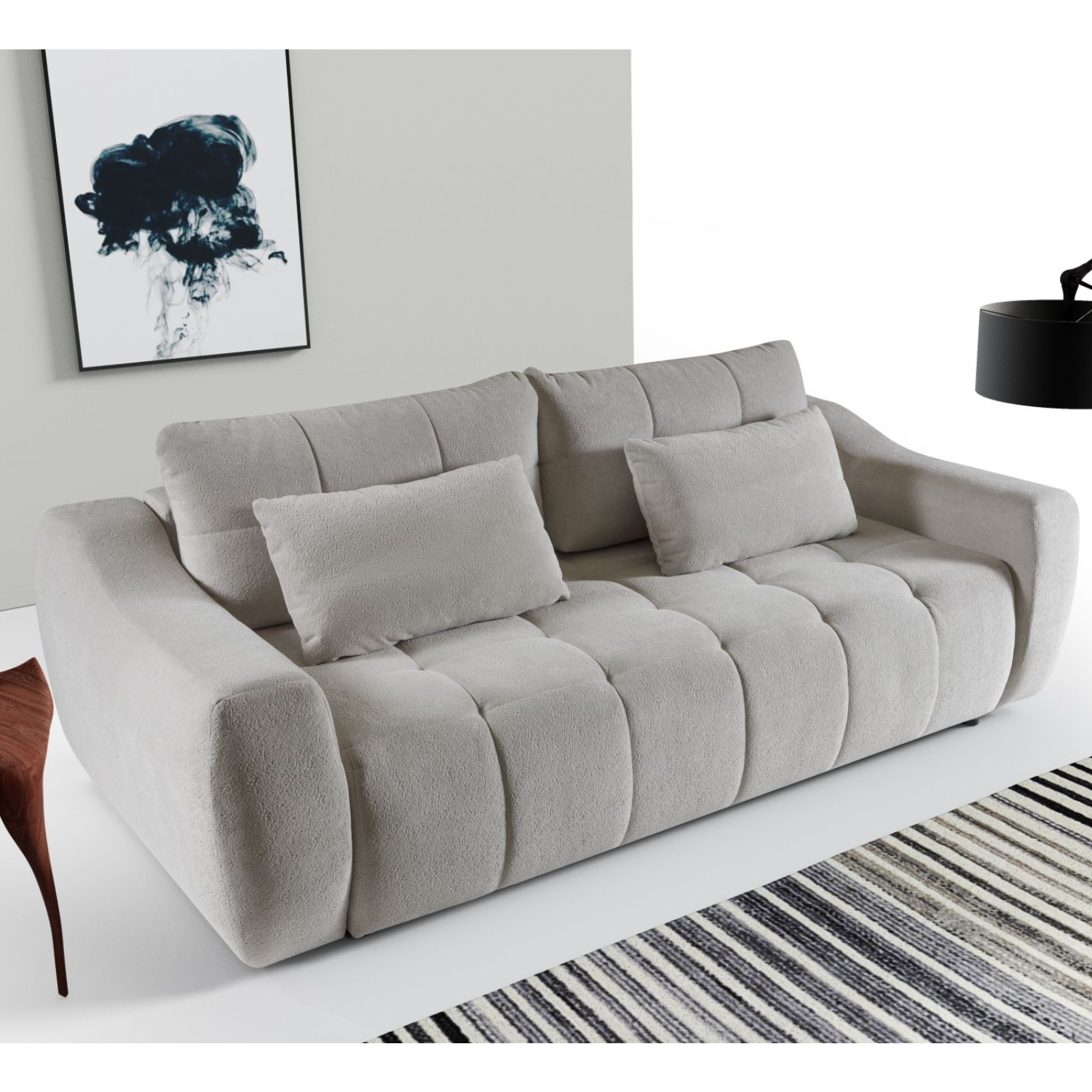 Canapé-lit 3 places Gris – Confort, Fonction Couchage & Coffre de Rangement